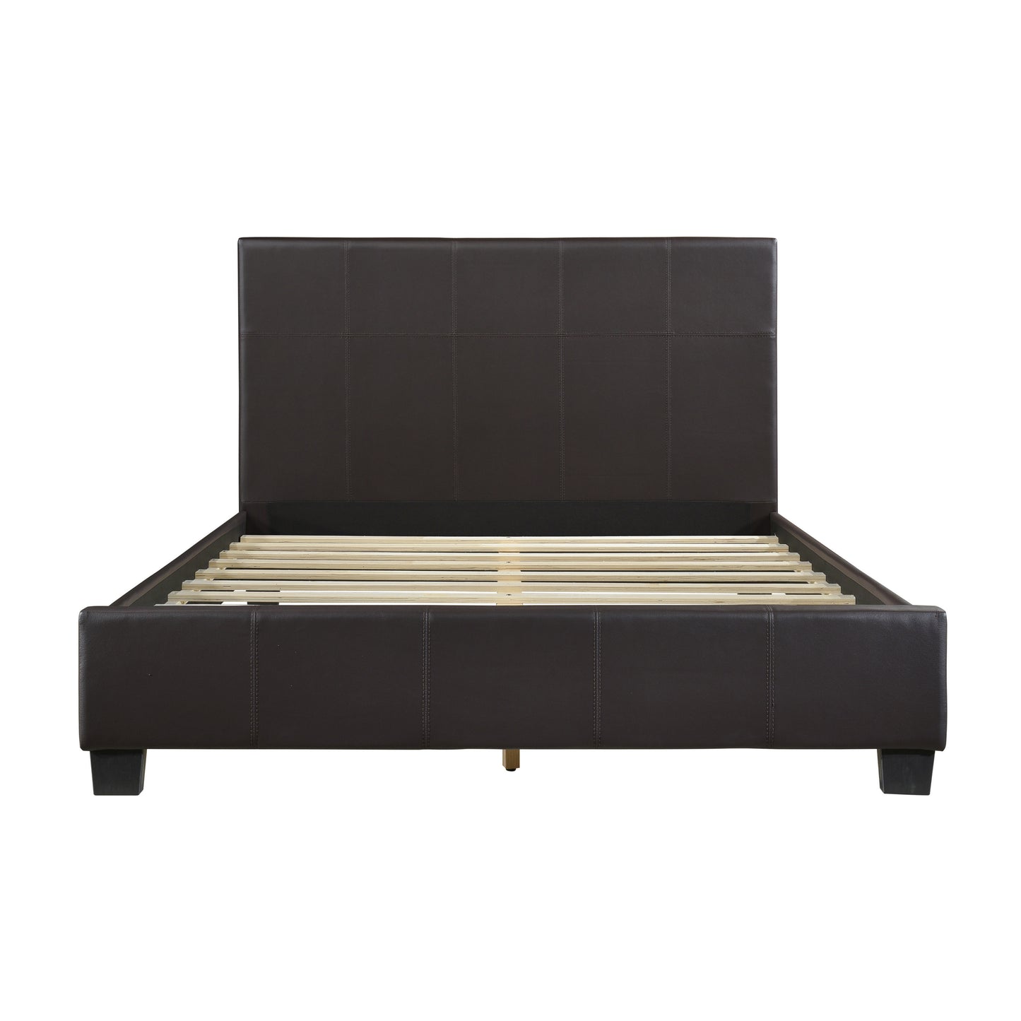 Homelegance Queen Bed Lorenzi Dark Brown Faux Leather Upholstery 2220DBR-1