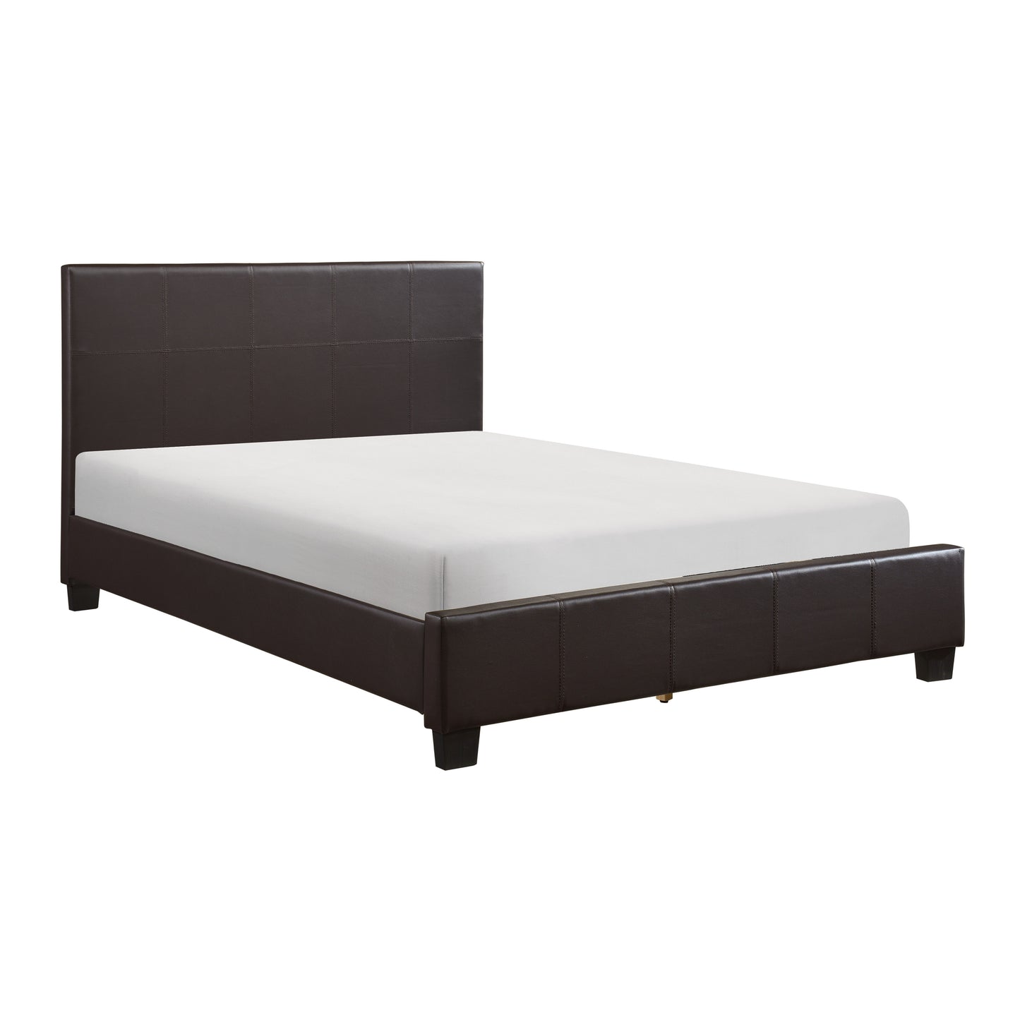 Homelegance Queen Bed Lorenzi Dark Brown Faux Leather Upholstery 2220DBR-1