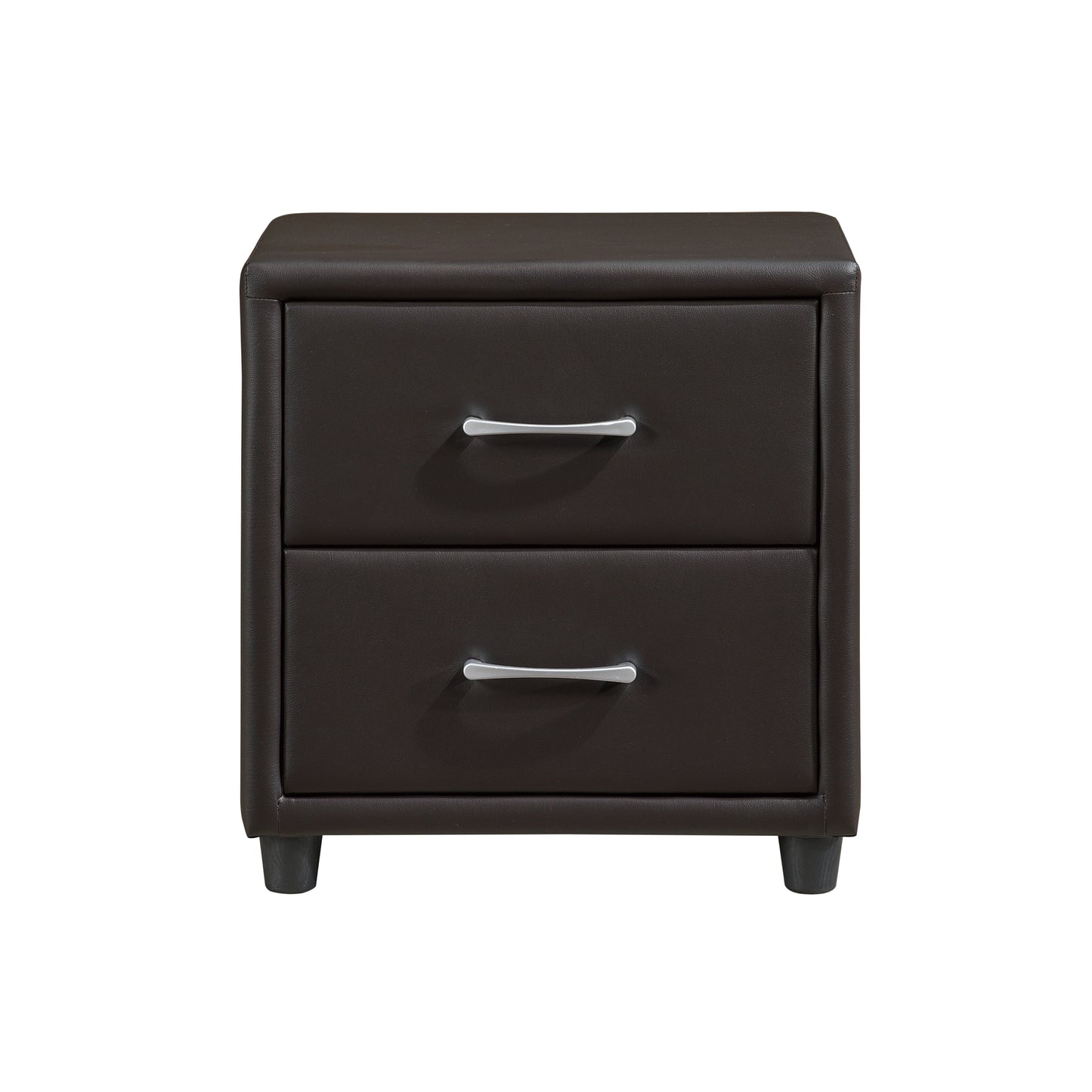 Homelegance Lorenzi Nightstand Dark Brown Faux Leather 2220DBR-4