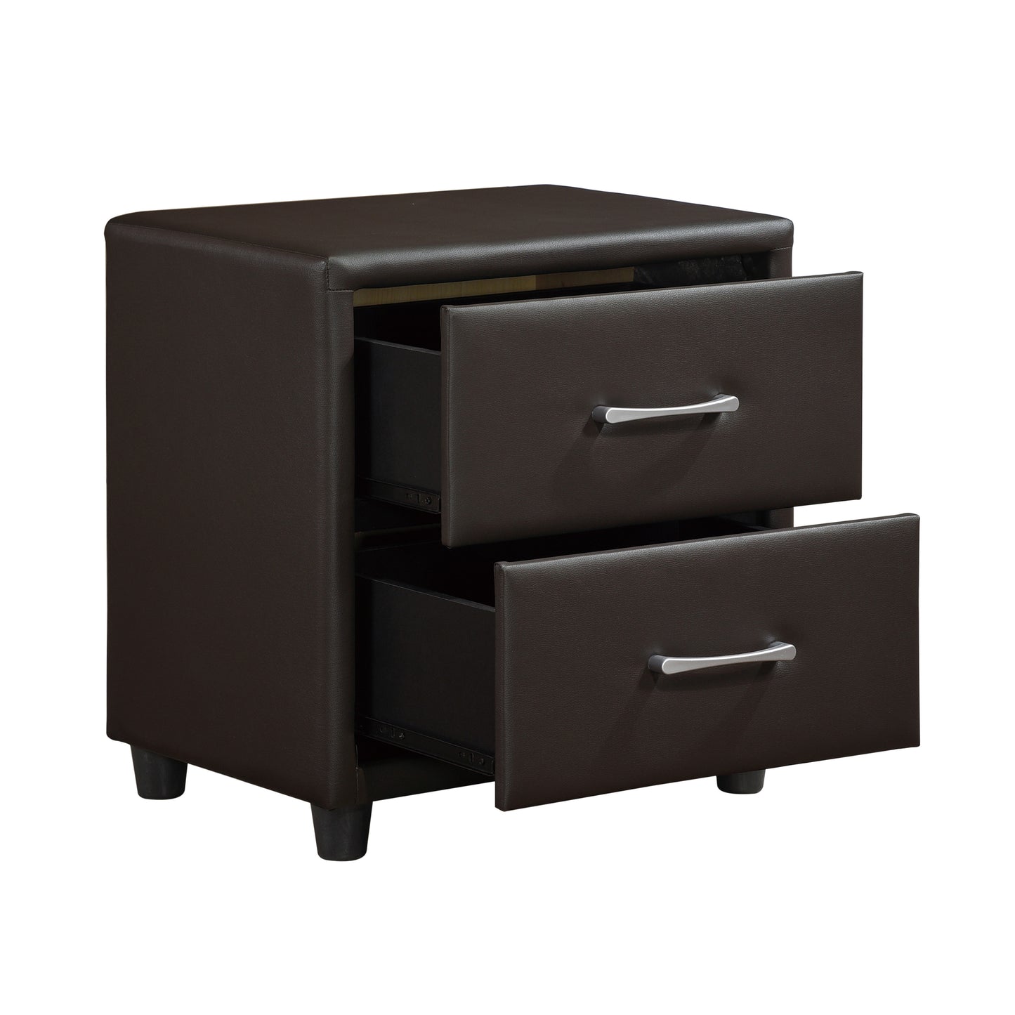 Homelegance Lorenzi Nightstand Dark Brown Faux Leather 2220DBR-4