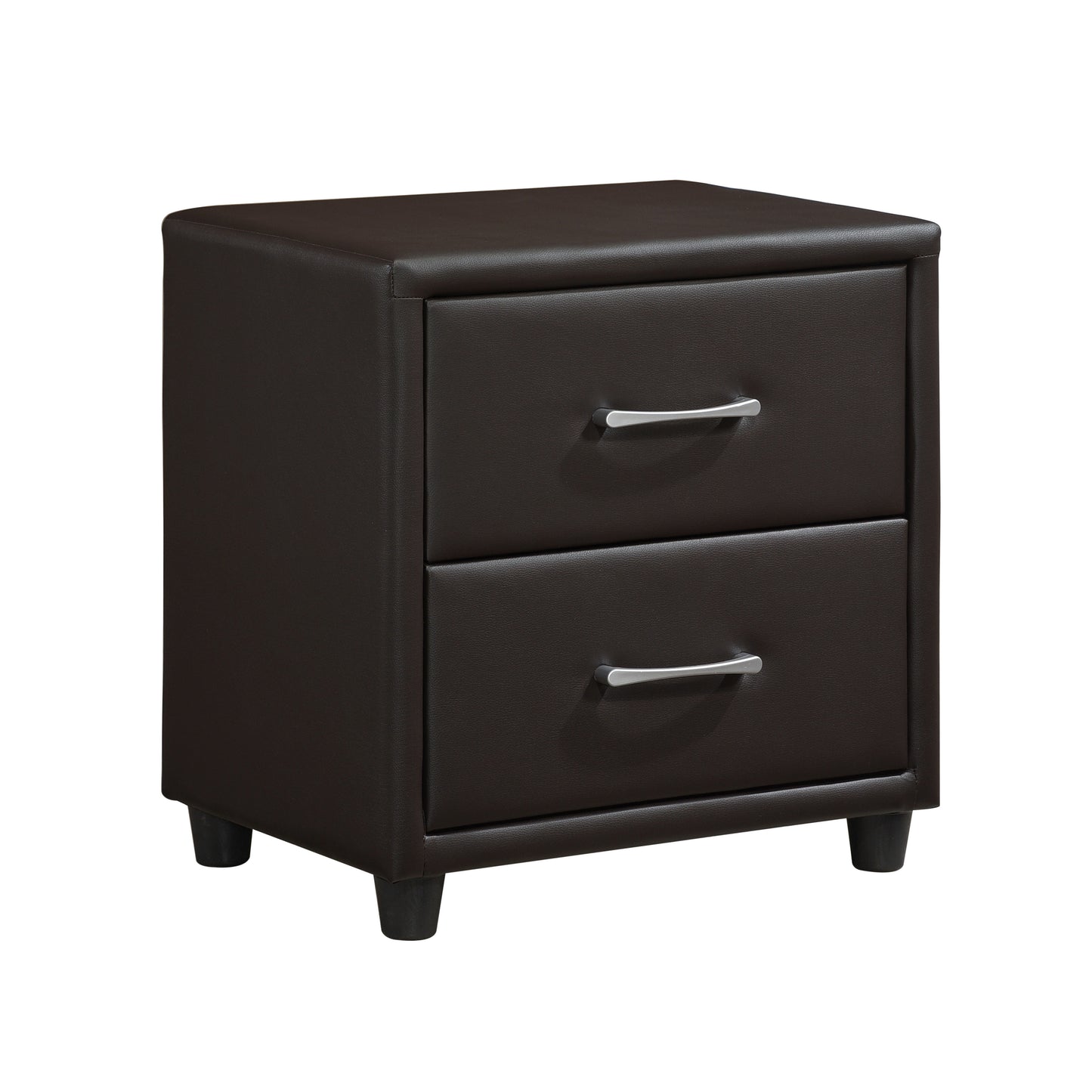 Homelegance Lorenzi Nightstand Dark Brown Faux Leather 2220DBR-4