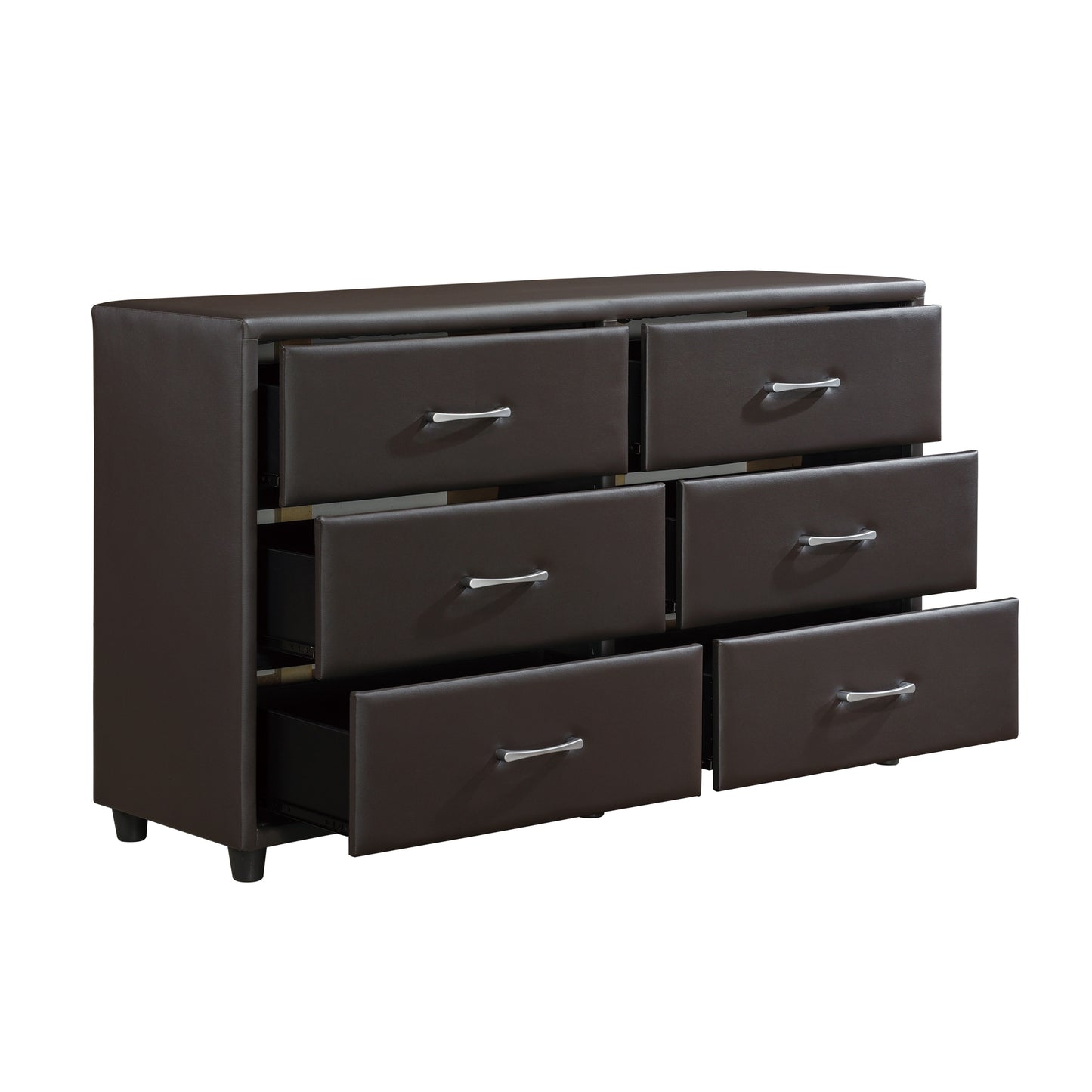 Homelegance Lorenzi Dresser Dark Brown Faux Leather 2220DBR-5