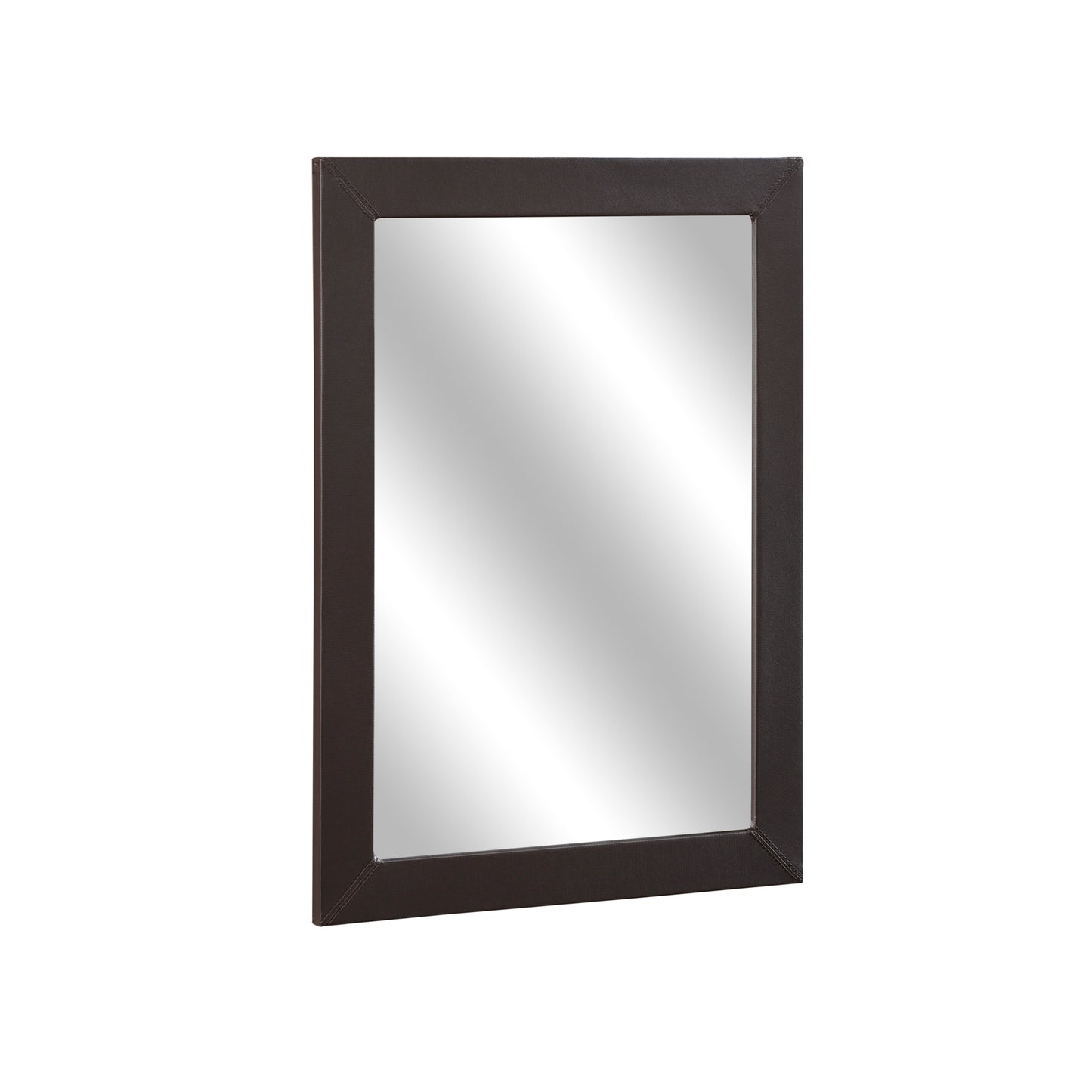 Homelegance Lorenzi Dresser Mirror Dark Brown Faux Leather 2220DBR-6