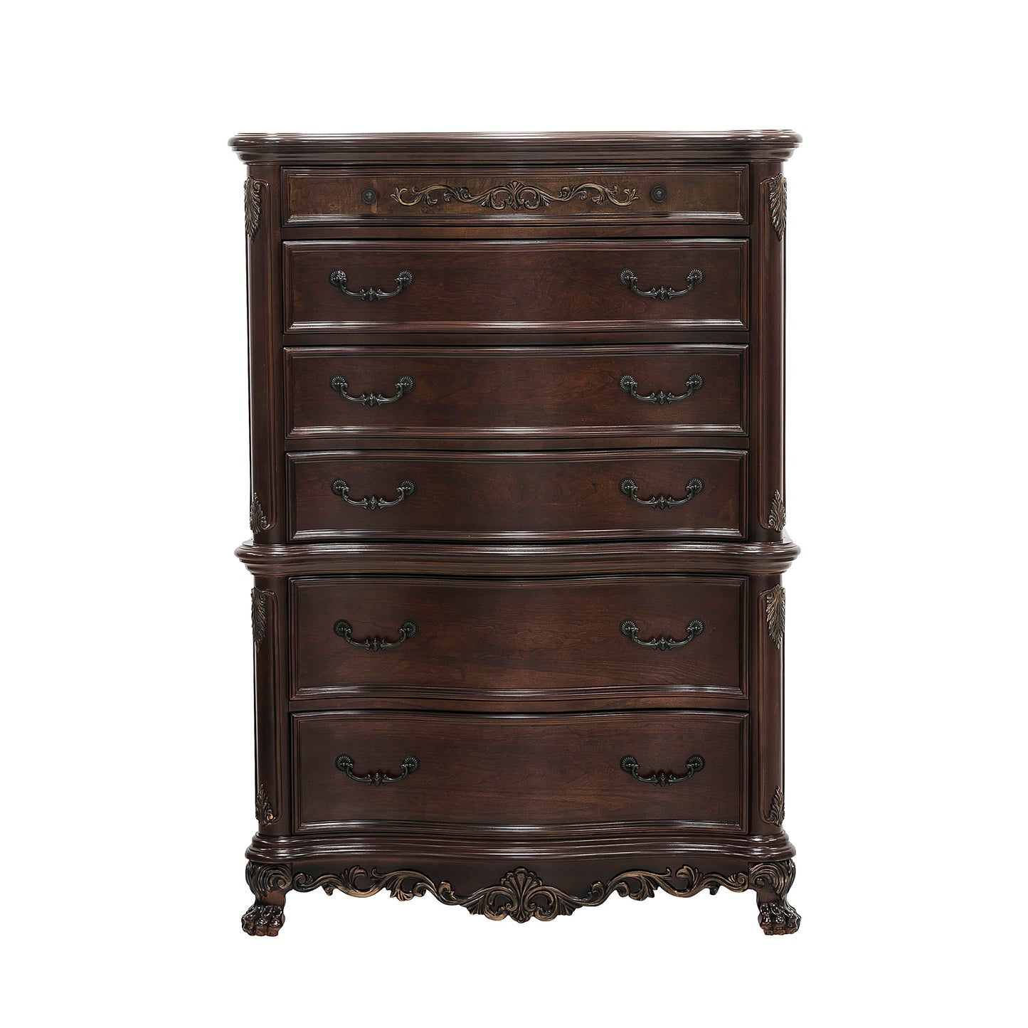 Homelegance Deryn Park Chest Cherry Finish with Burl Inlay and Claw Feet 2243-9
