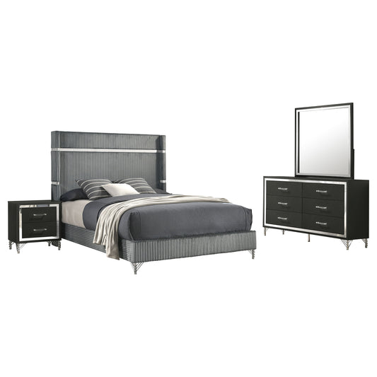 Lucia 4-piece Eastern King Bedroom Set Grey Black