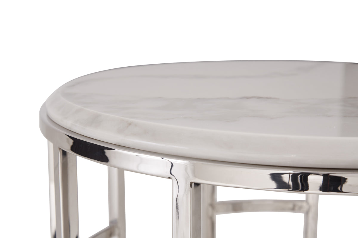 Modrest Silvan Modern Marble and Stainless Steel Coffee Table