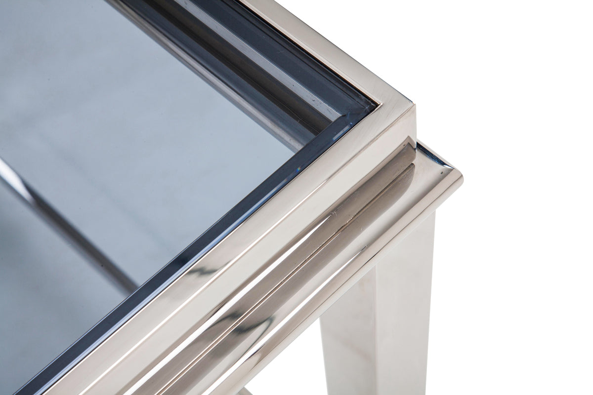 Modrest Agar Modern Glass and Stainless Steel Coffee Table