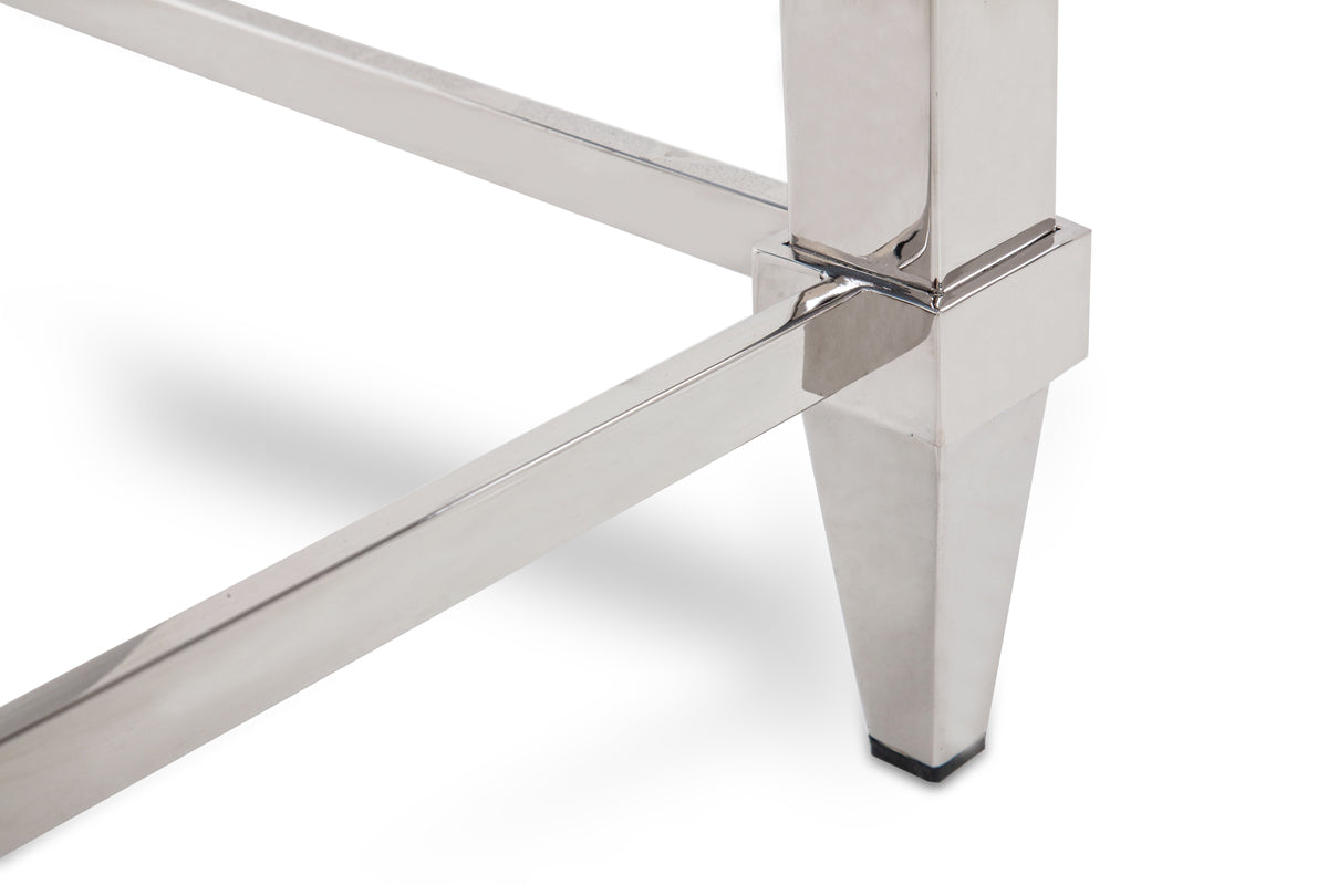 Modrest Agar Modern Glass and Stainless Steel Console Table