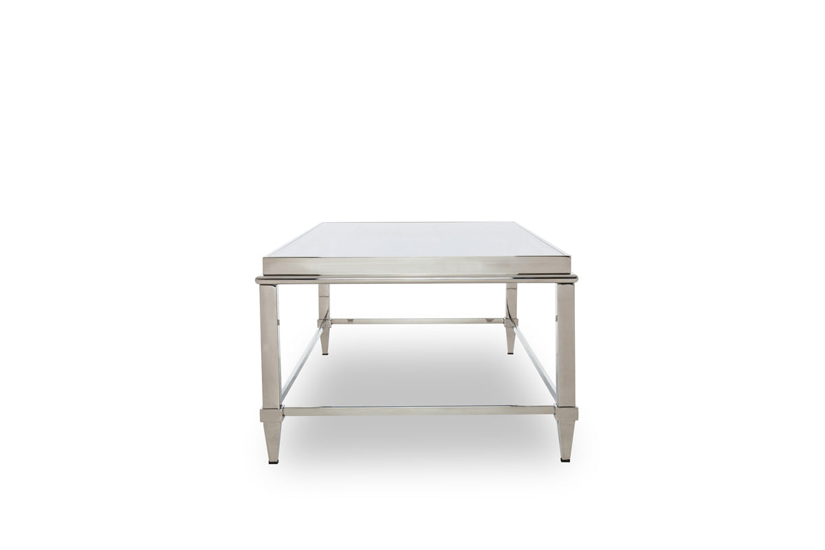 Modrest Agar Modern Glass and Stainless Steel Coffee Table