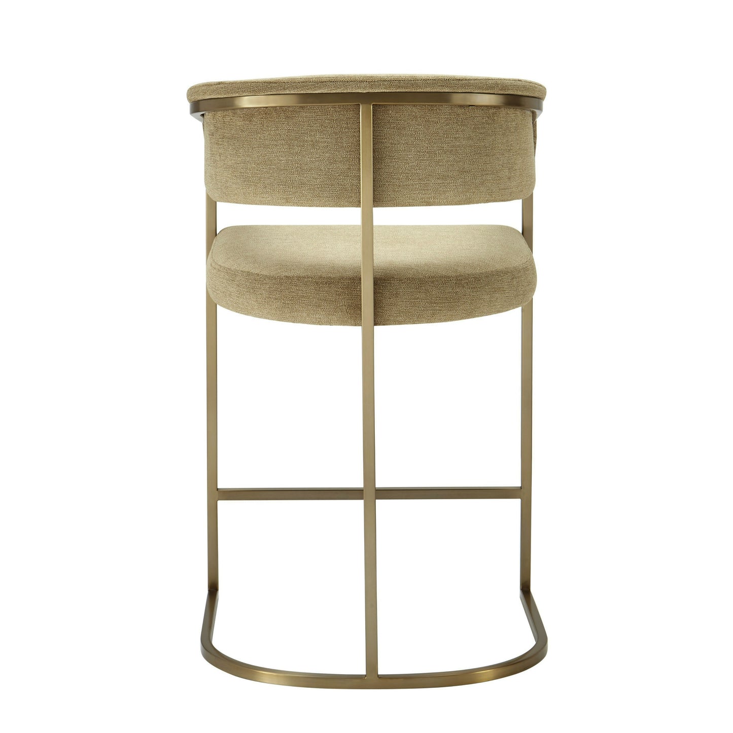 Modrest Sebastian Modern Brown Fabric Antique Brass Counter Chair
