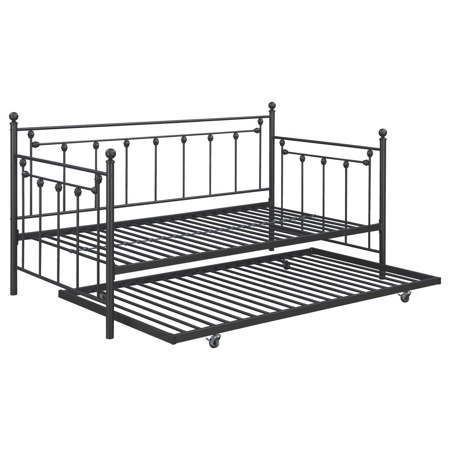 No Foundation/Box Spring Requiredcus Metal Twin Daybed with Trundle Gunmetal