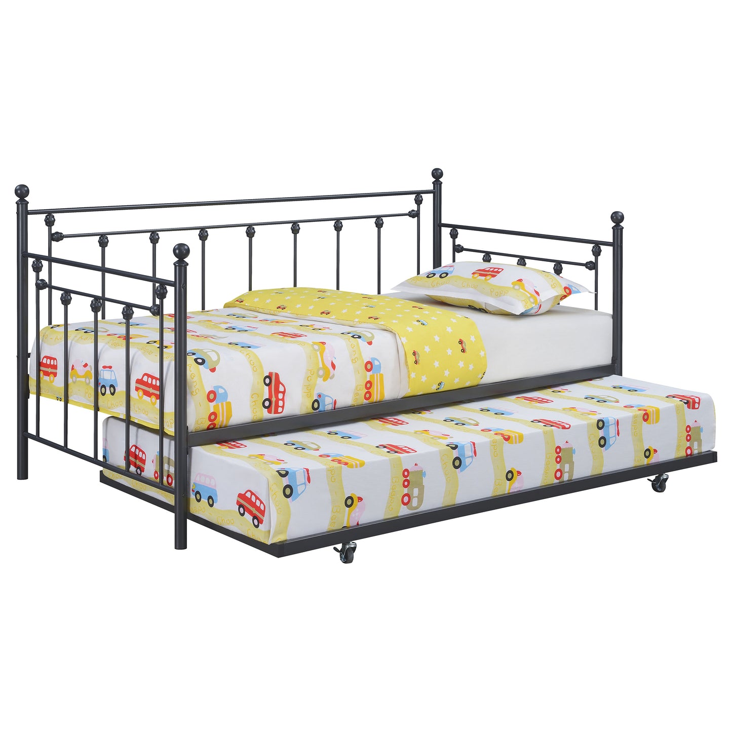 No Foundation/Box Spring Requiredcus Metal Twin Daybed with Trundle Gunmetal
