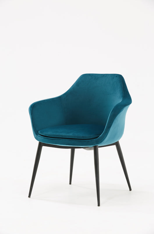 Modrest Wilson Modern Teal Velvet and Black Dining Chair