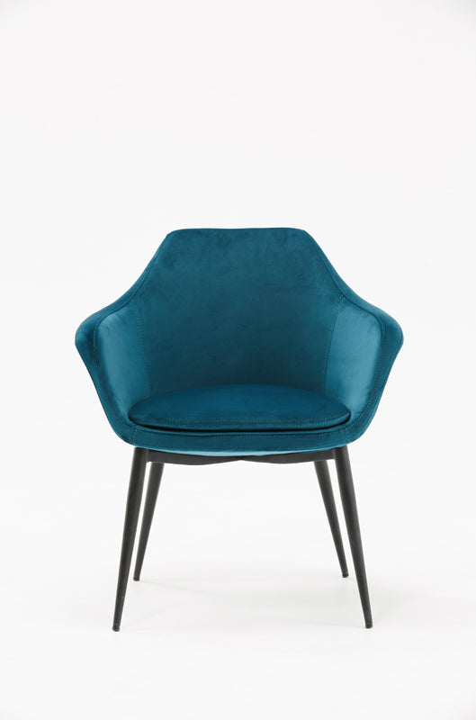 Modrest Wilson Modern Teal Velvet and Black Dining Chair