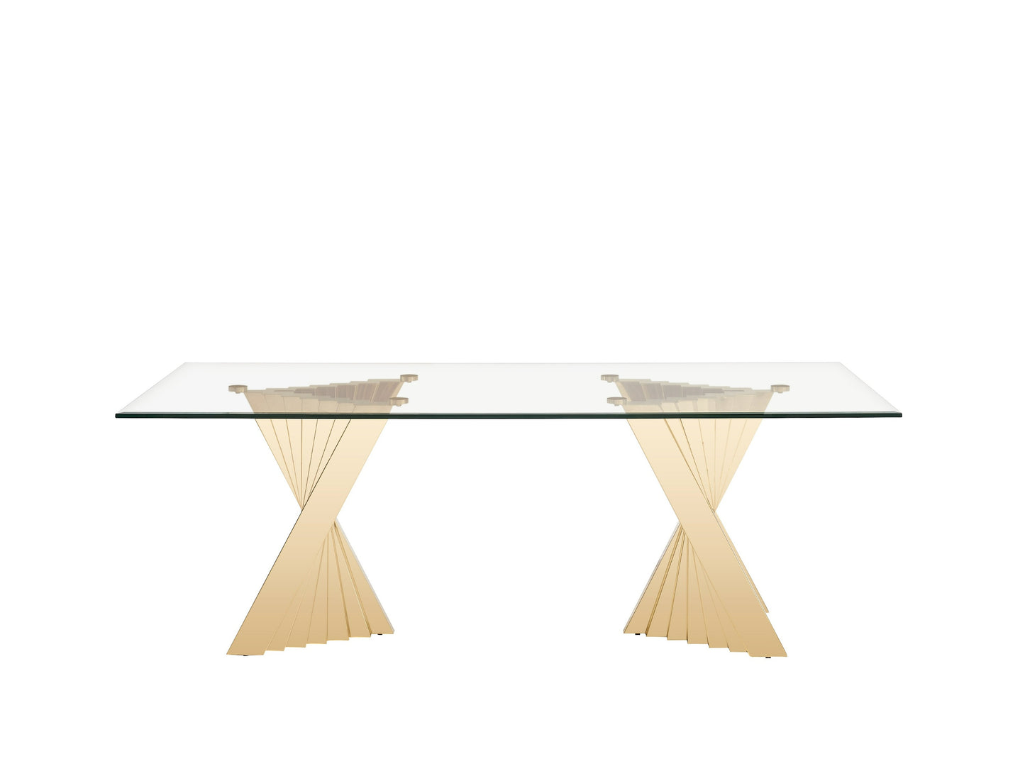 Modrest Buquet Glam Glass Champagne Gold Rectangular Dining Table
