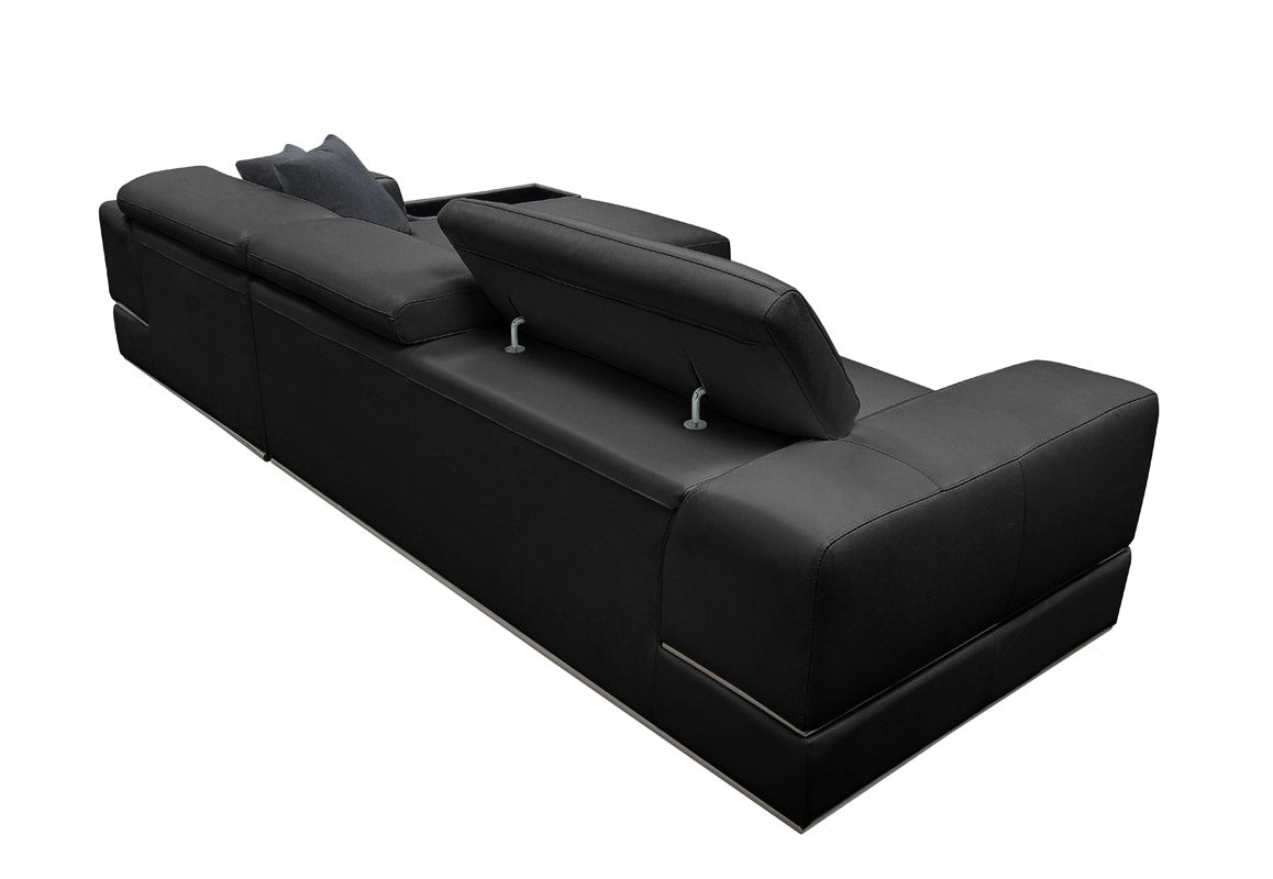 Divani Casa Pella Mini Modern Black Leather Right Facing Sectional Sofa