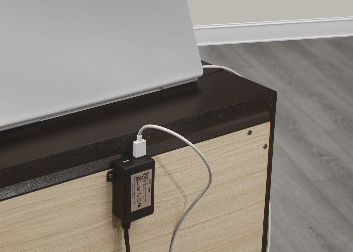 Homelegance Nightstand Centralia Brown Finish with USB Ports and Storage 4598BCU