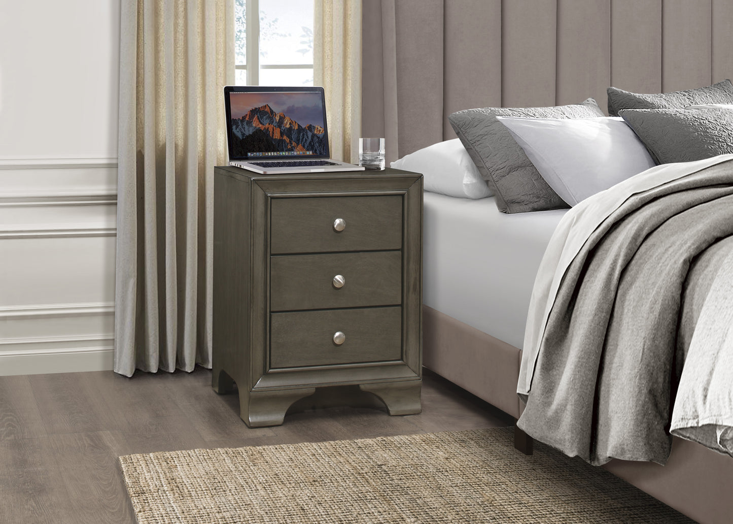 Homelegance Nightstand Centralia Gray Finish with USB Ports 4598GYU