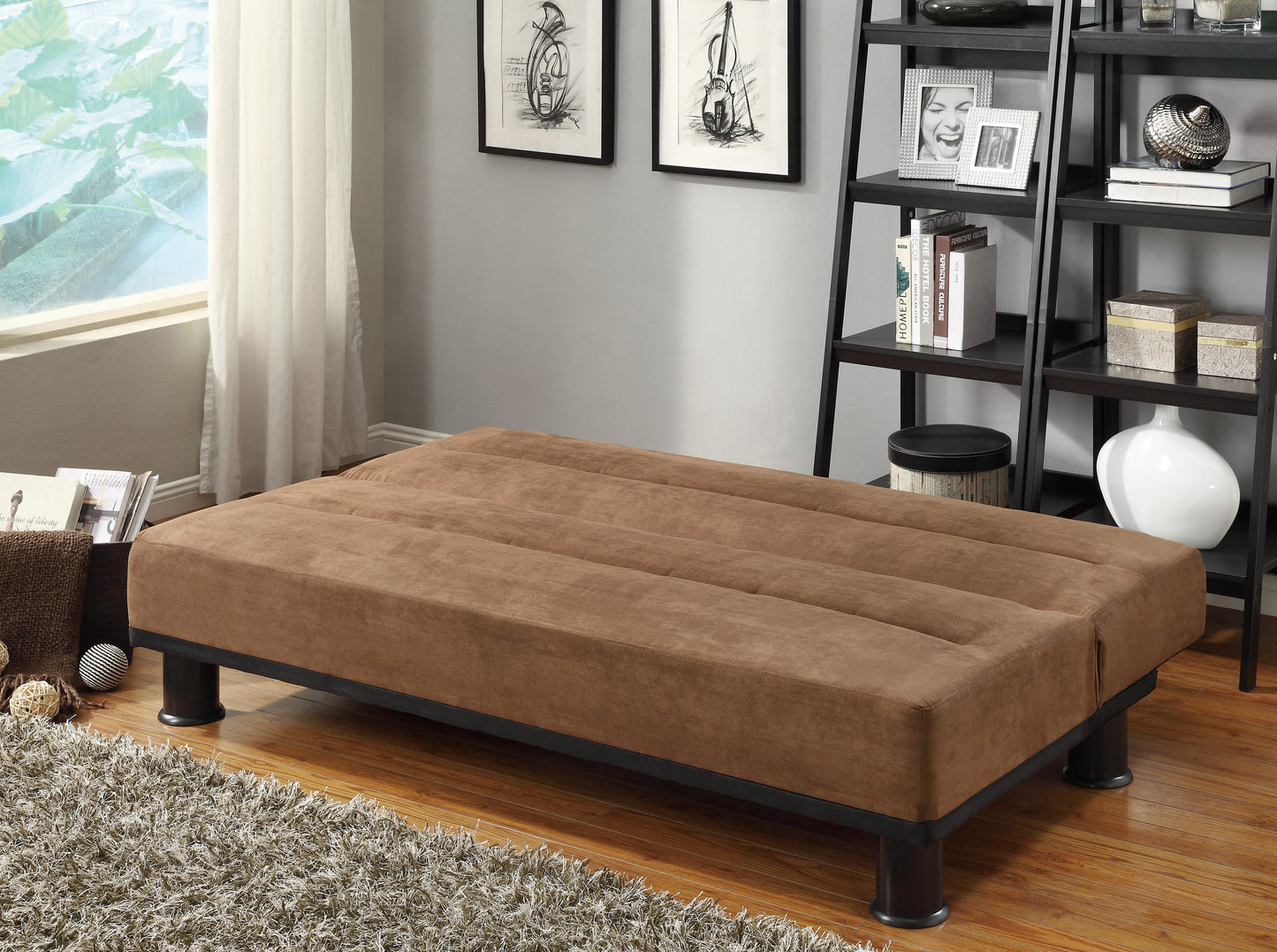 Homelegance Callie Futton in Brown Microfiber with Drop Down Back 4823BR