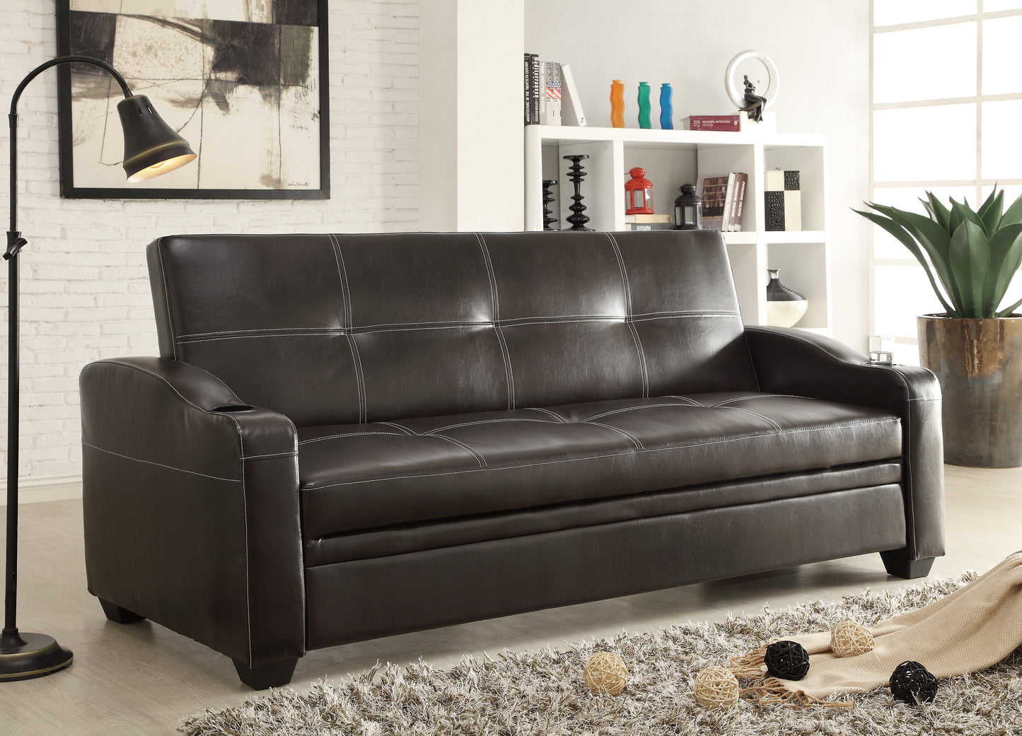 Homelegance Caffery Dark Brown Faux Leather Sectional Sofa 4829DB