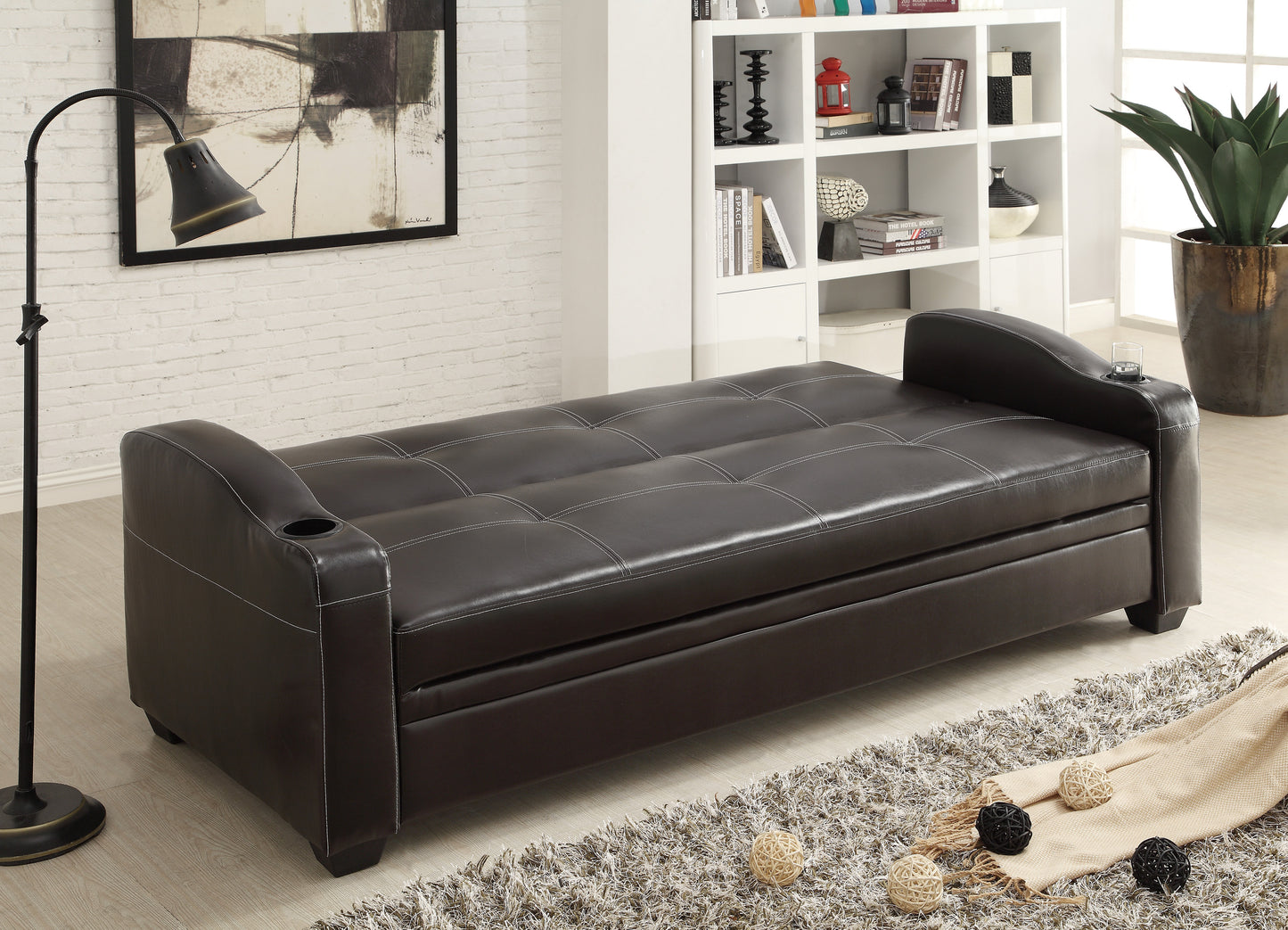 Homelegance Caffery Dark Brown Faux Leather Sectional Sofa 4829DB