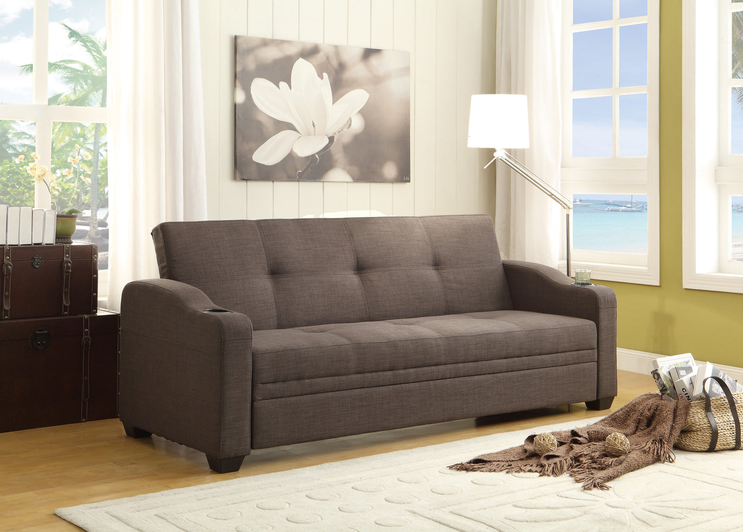 Homelegance Caffery Gray Sectional Sofa with Cup Holders and Click Mechanism 4829LN