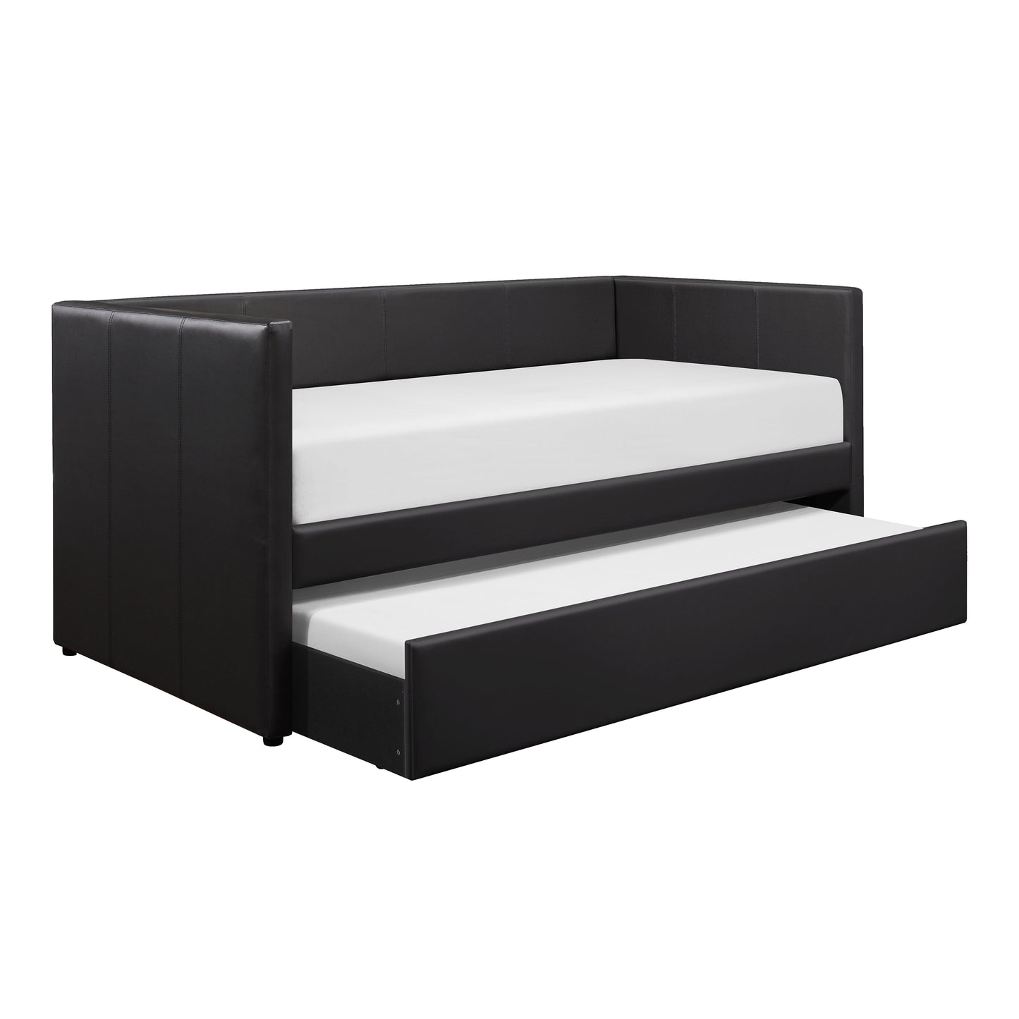 Homelegance Adra Daybed with Trundle Black Faux Leather 4949BK