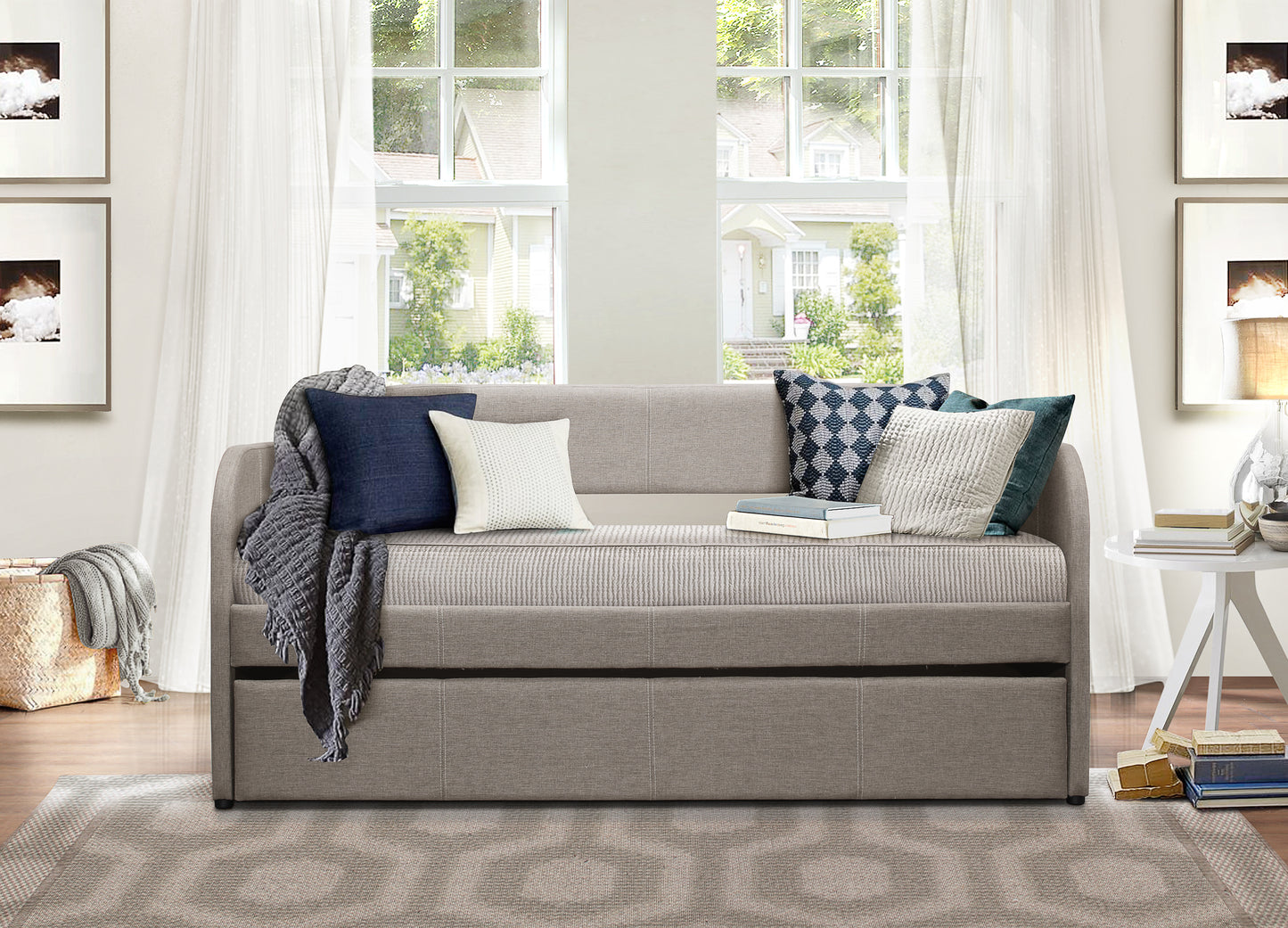 Homelegance Roland Daybed with Trundle Gray Fabric 4950GY