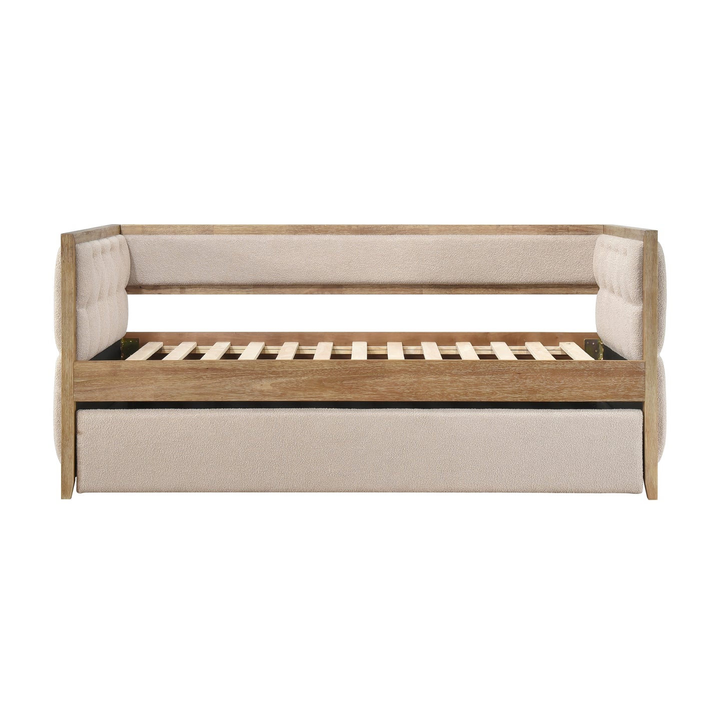 Homelegance Roseburg Daybed with Trundle Beige Boucle Fabric 4978