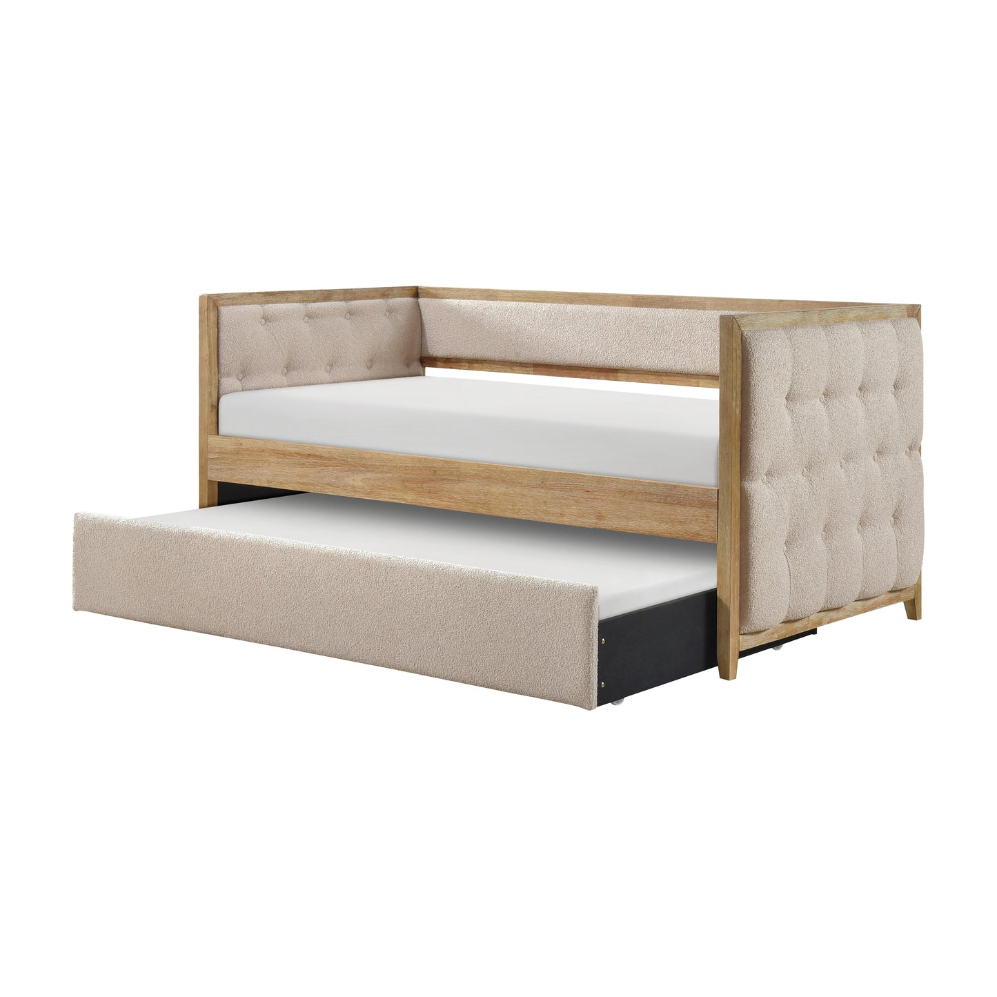 Homelegance Roseburg Daybed with Trundle Beige Boucle Fabric 4978