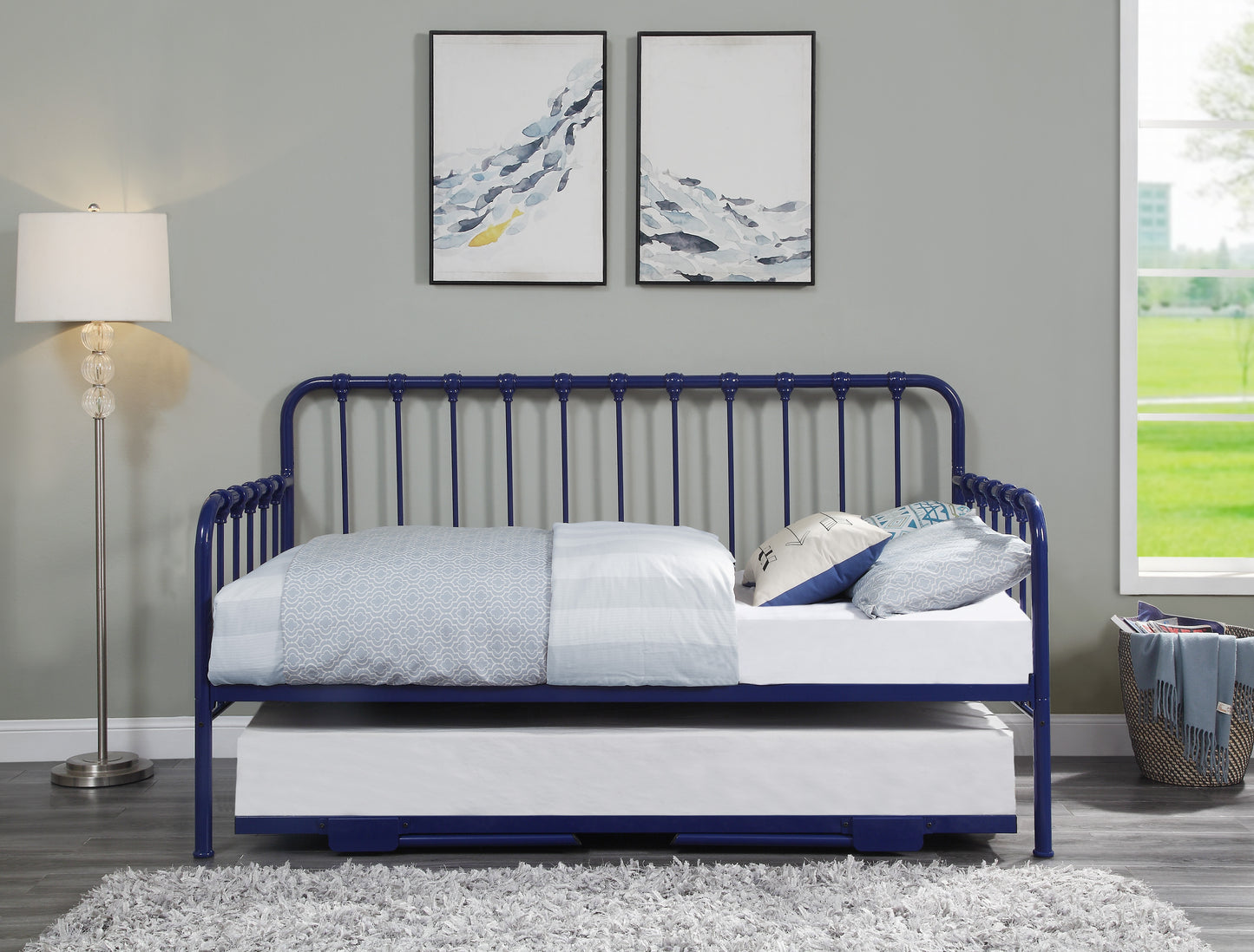 Homelegance Daybed with Lift-up Trundle Navy Blue Finish 4983BU-NT