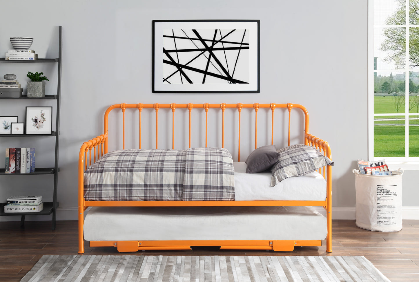 Homelegance Daybed with Lift-up Trundle in Vibrant Orange 4983RN-NT