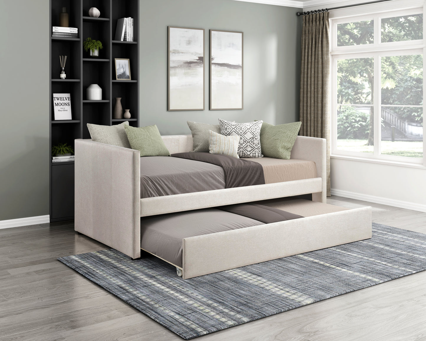 Homelegance Trudy Daybed with Trundle Beige Upholstery 4987BE