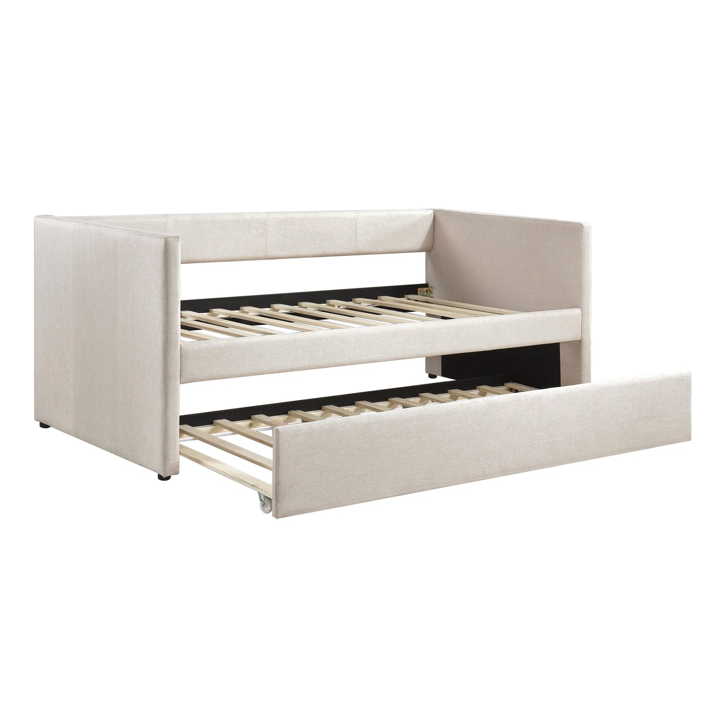 Homelegance Trudy Daybed with Trundle Beige Upholstery 4987BE