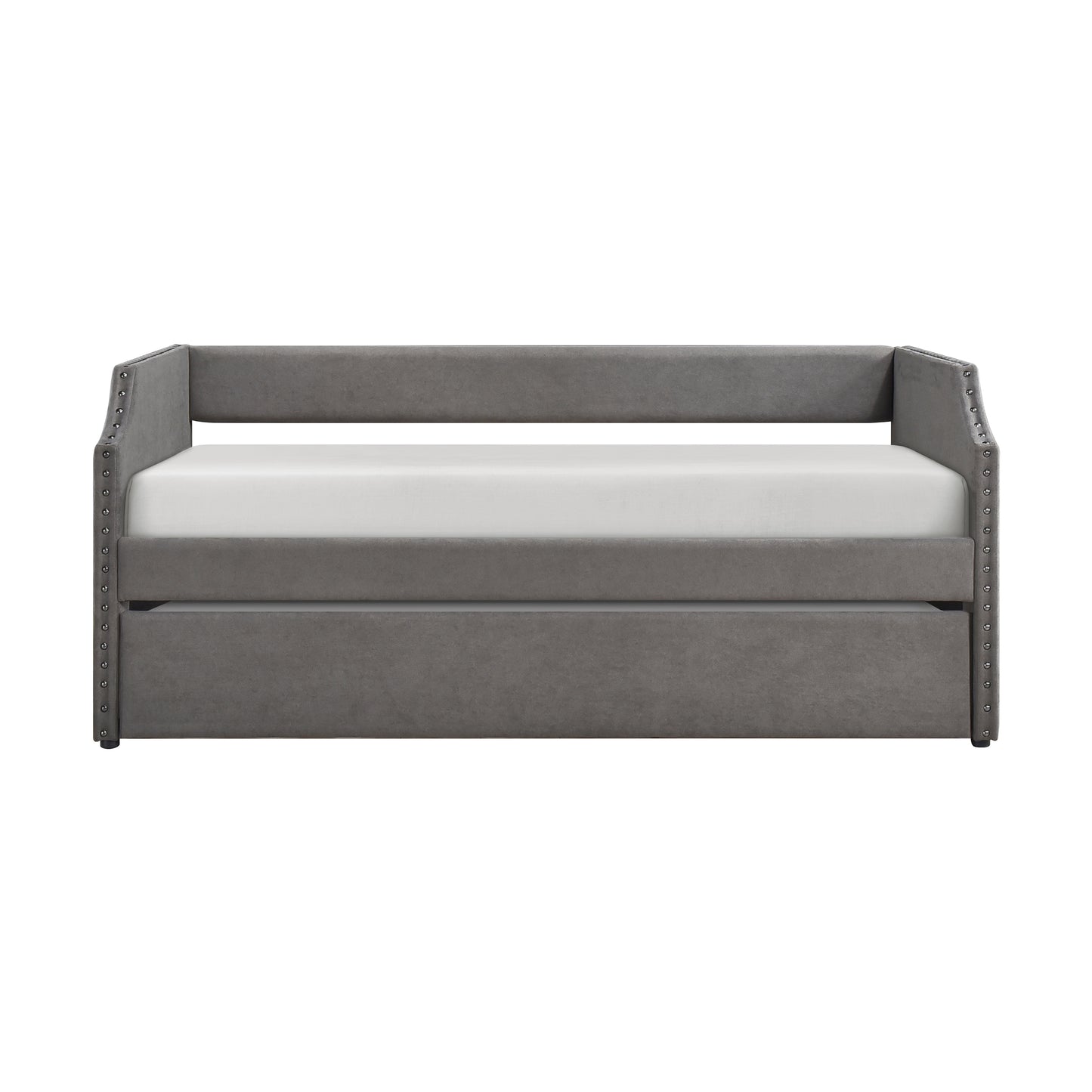 Homelegance Daybed with Trundle Dark Gray Upholstered Nailhead Trim 4988DG