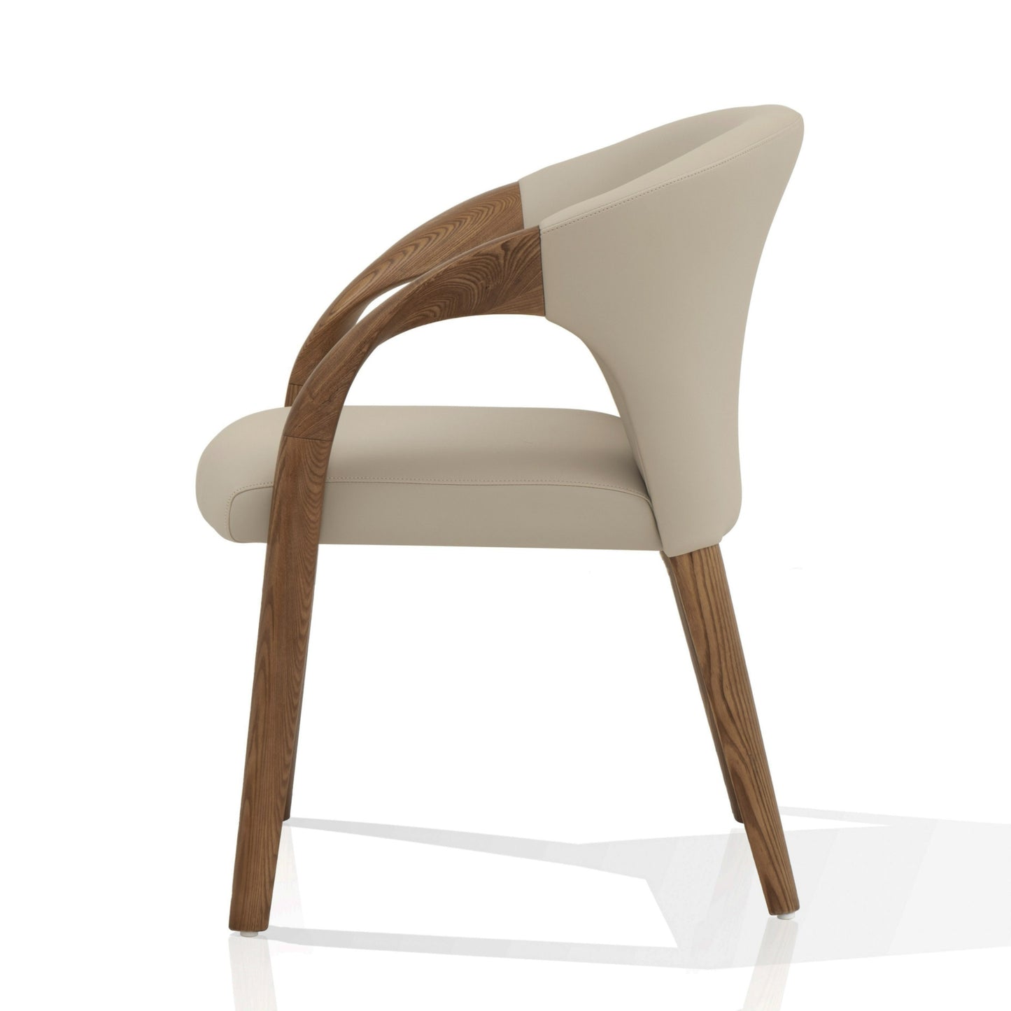 Modrest Wynetta Mid-Century Modern Grey Vegan Leather Walnut Dining Chair