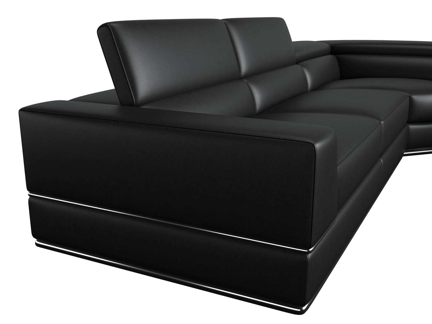 Divani Casa Pella Modern Black Italian Leather U Shaped Sectional Sofa