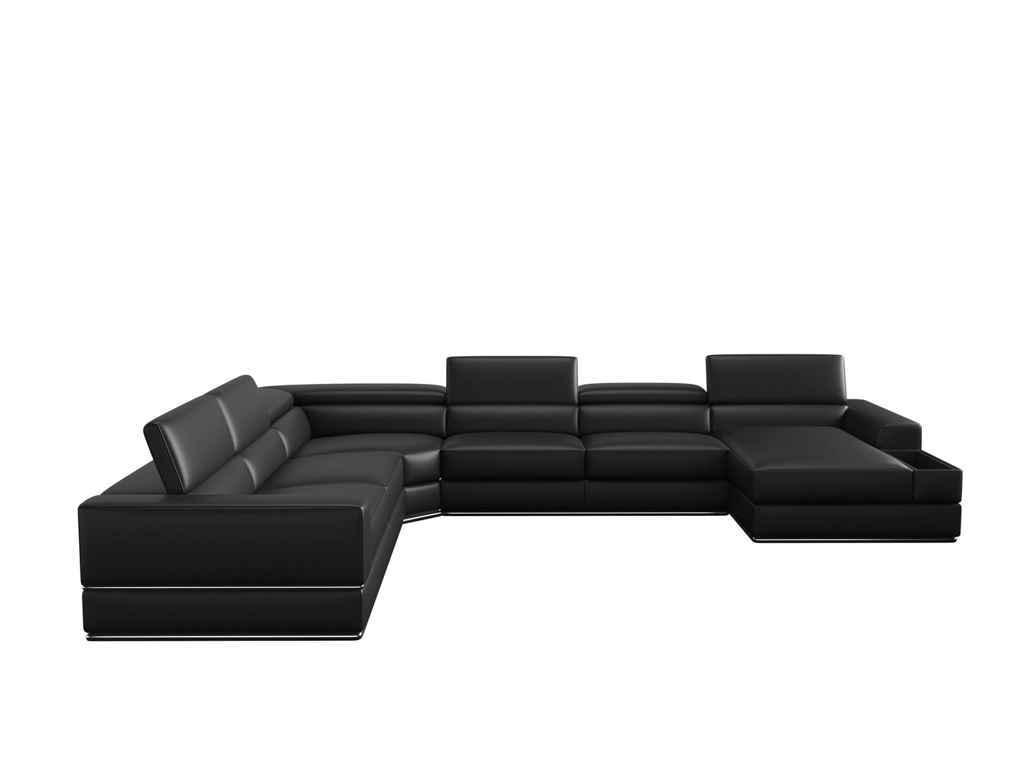 Divani Casa Pella Modern Black Italian Leather U Shaped Sectional Sofa