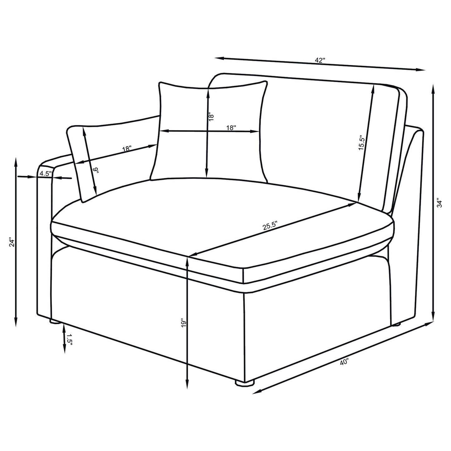 Hobson Upholstered LAF Chair Ivory