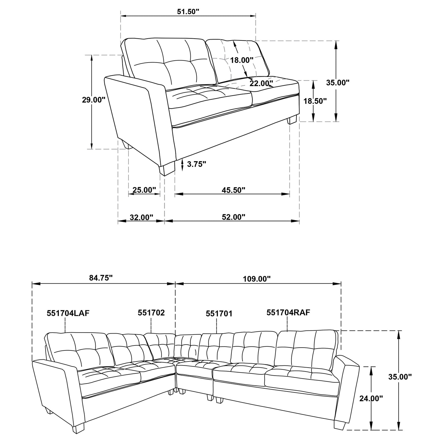 Georgina Upholstered LAF Loveseat Steel Grey