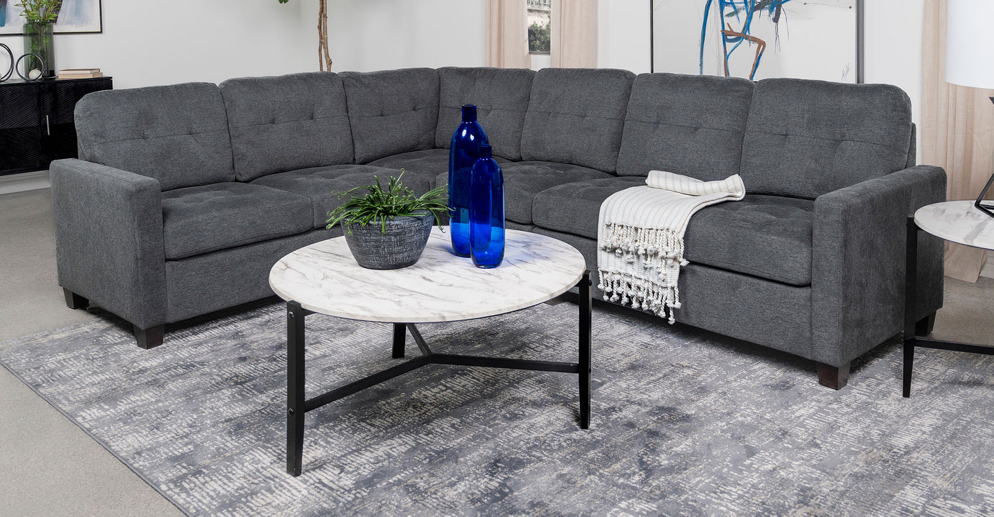 Georgina Upholstered RAF Loveseat Steel Grey