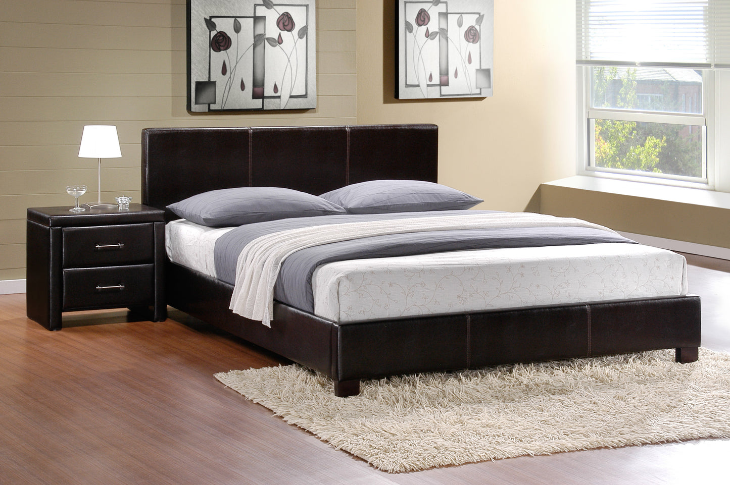 Homelegance Queen Bed Zoey Dark Brown Faux Leather Upholstery Elegant Design 5790-1