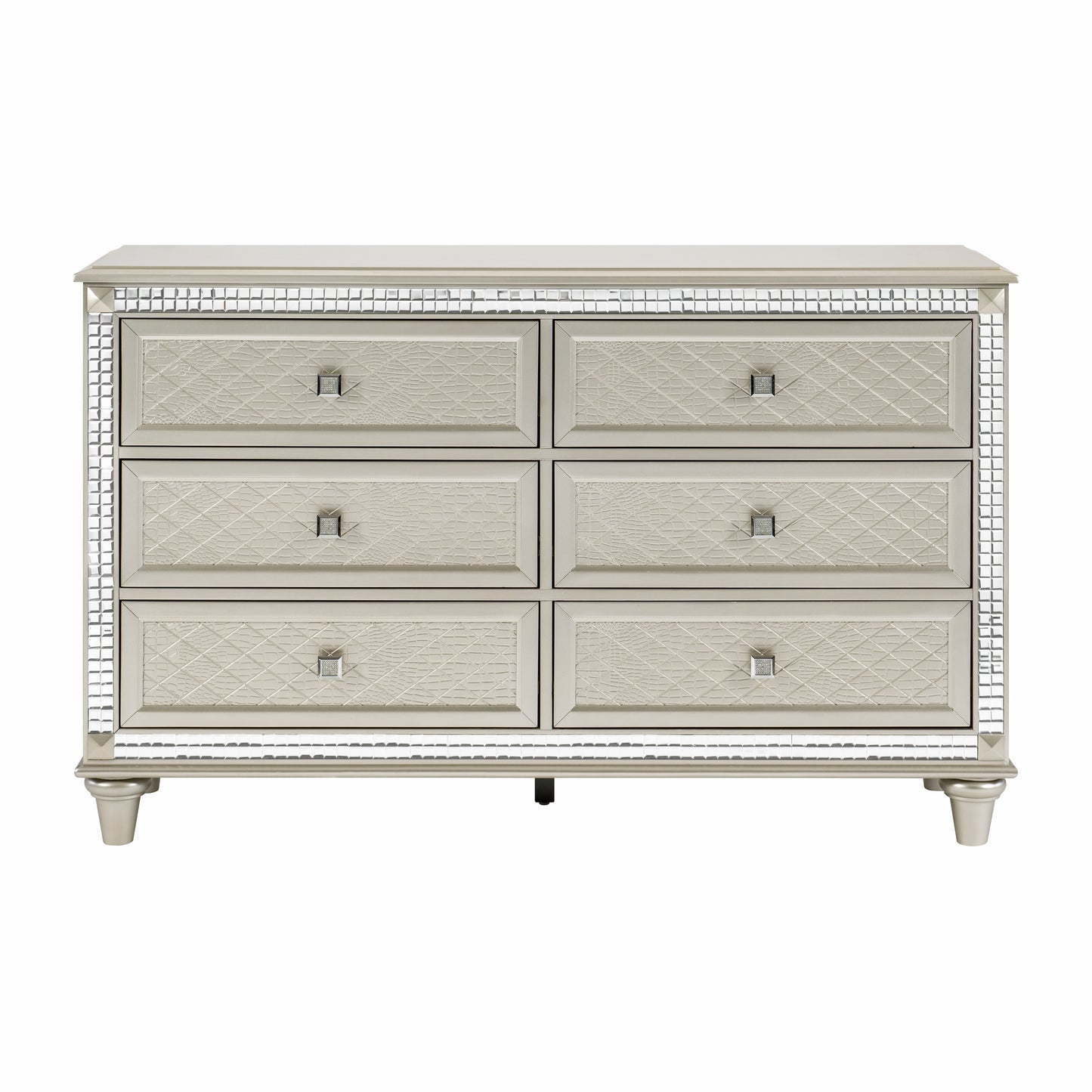 Homelegance Dresser Juliette Champagne Finish with Diamond Pattern Drawer Fronts 5844-5