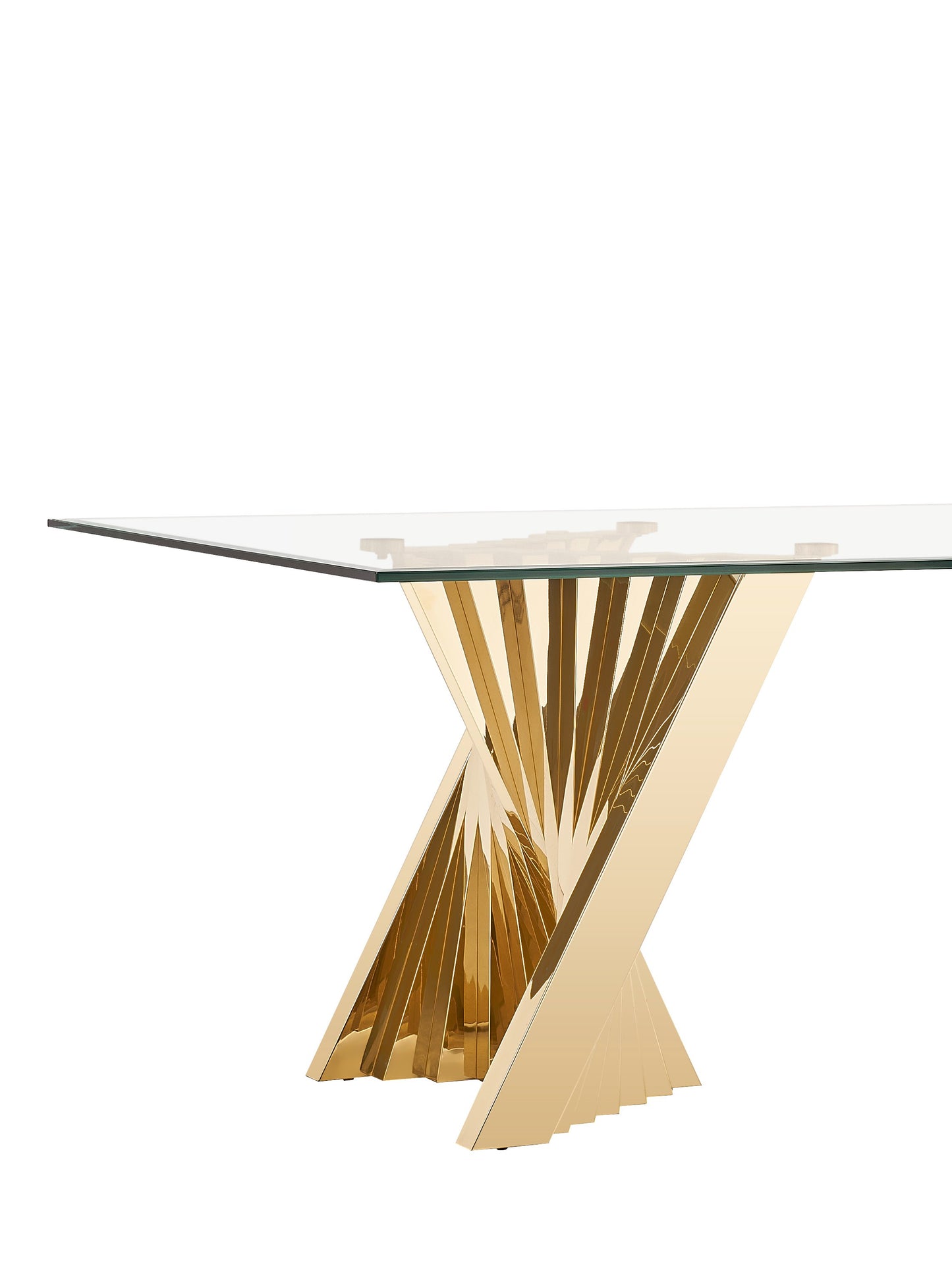 Modrest Buquet Glam Glass Champagne Gold Rectangular Dining Table