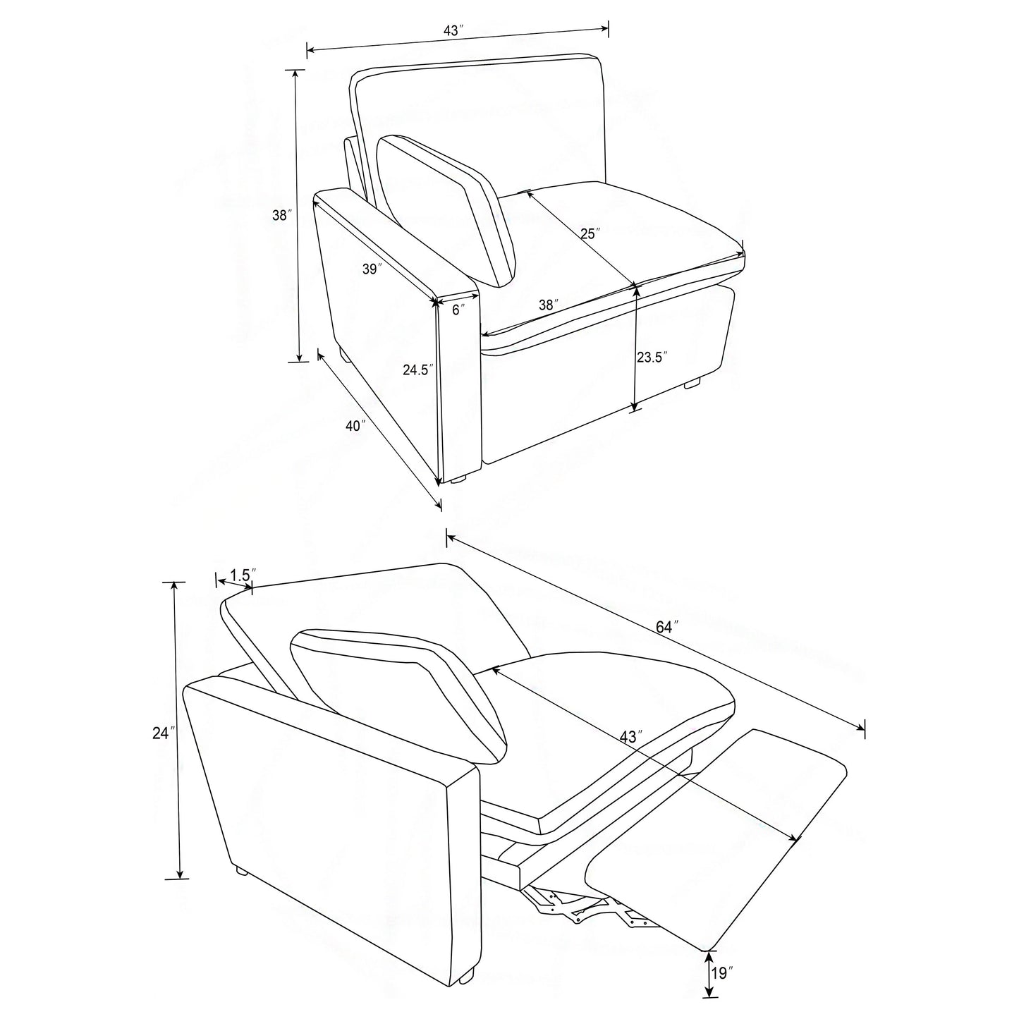 Collins Modular LAF Power Recliner Grey