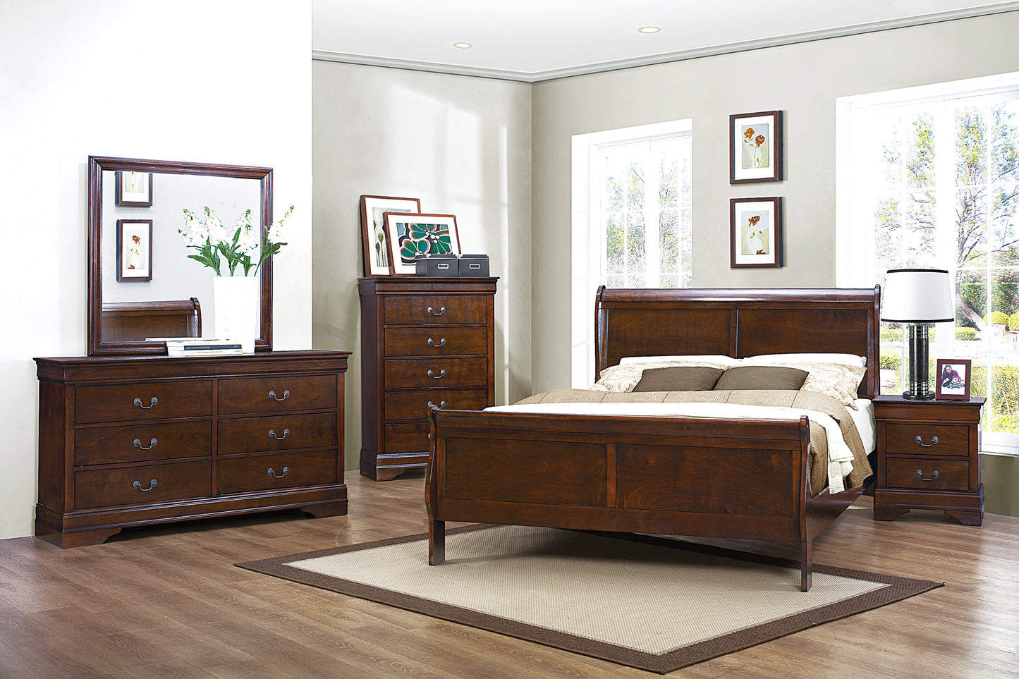 Homelegance Nightstand Mayville Brown Cherry Finish 2147-4
