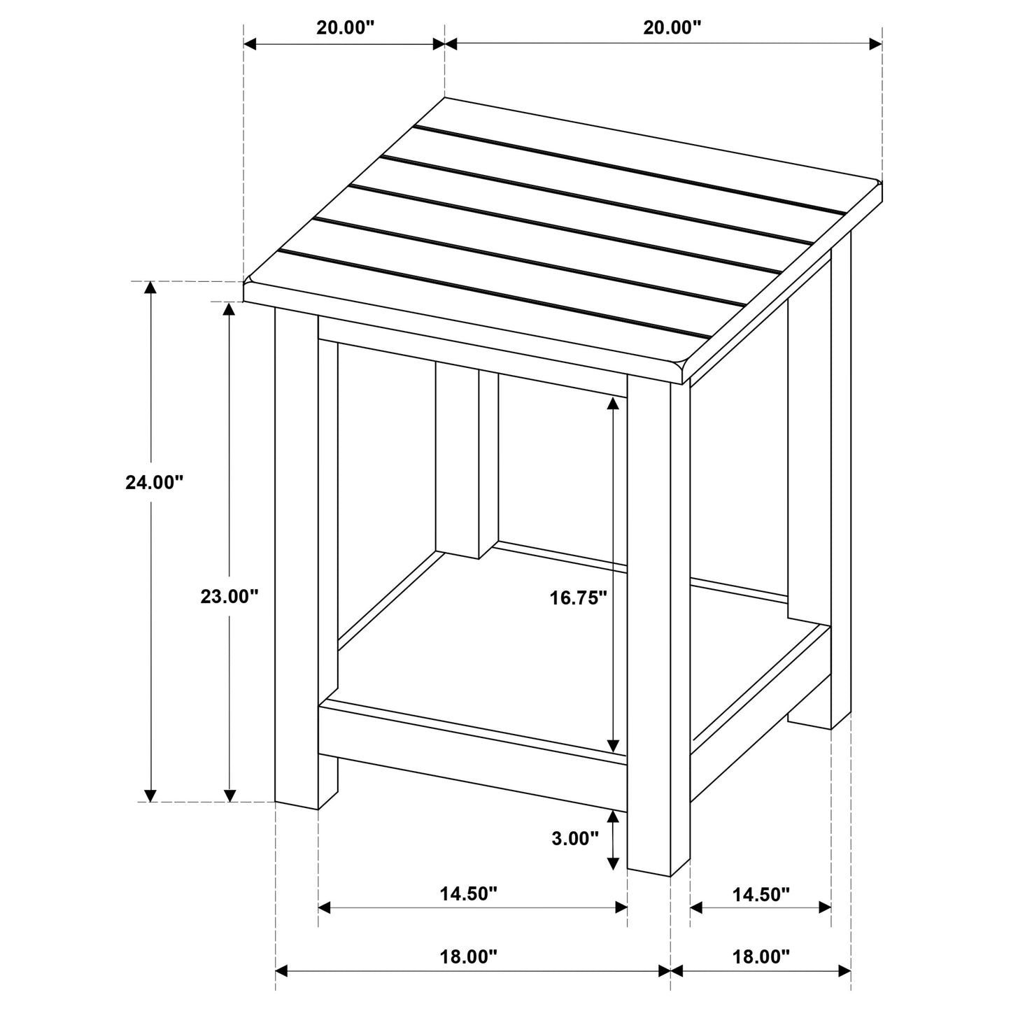 Payne Wood End Table with Shelf White