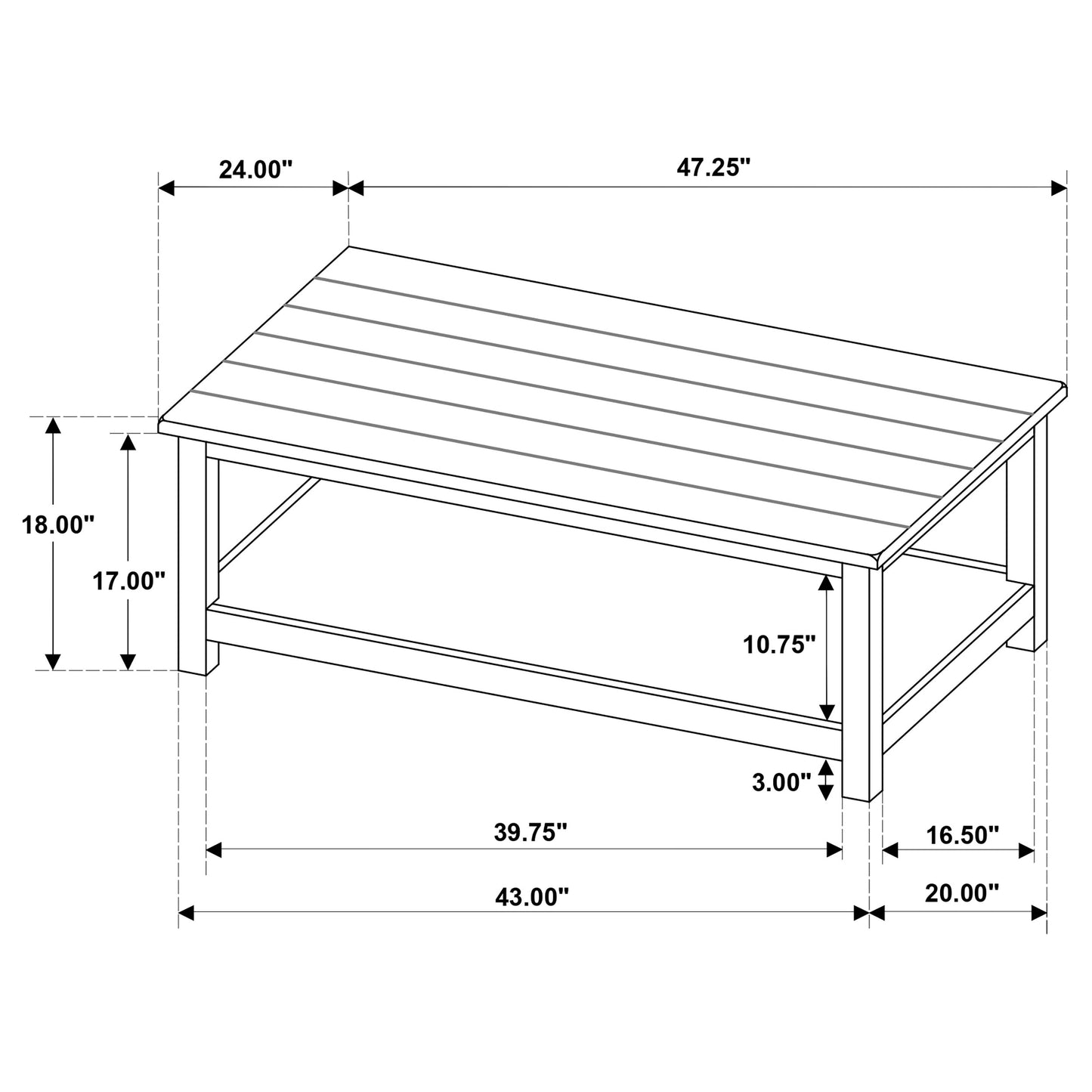 Payne Wood Coffee Table with Shelf White