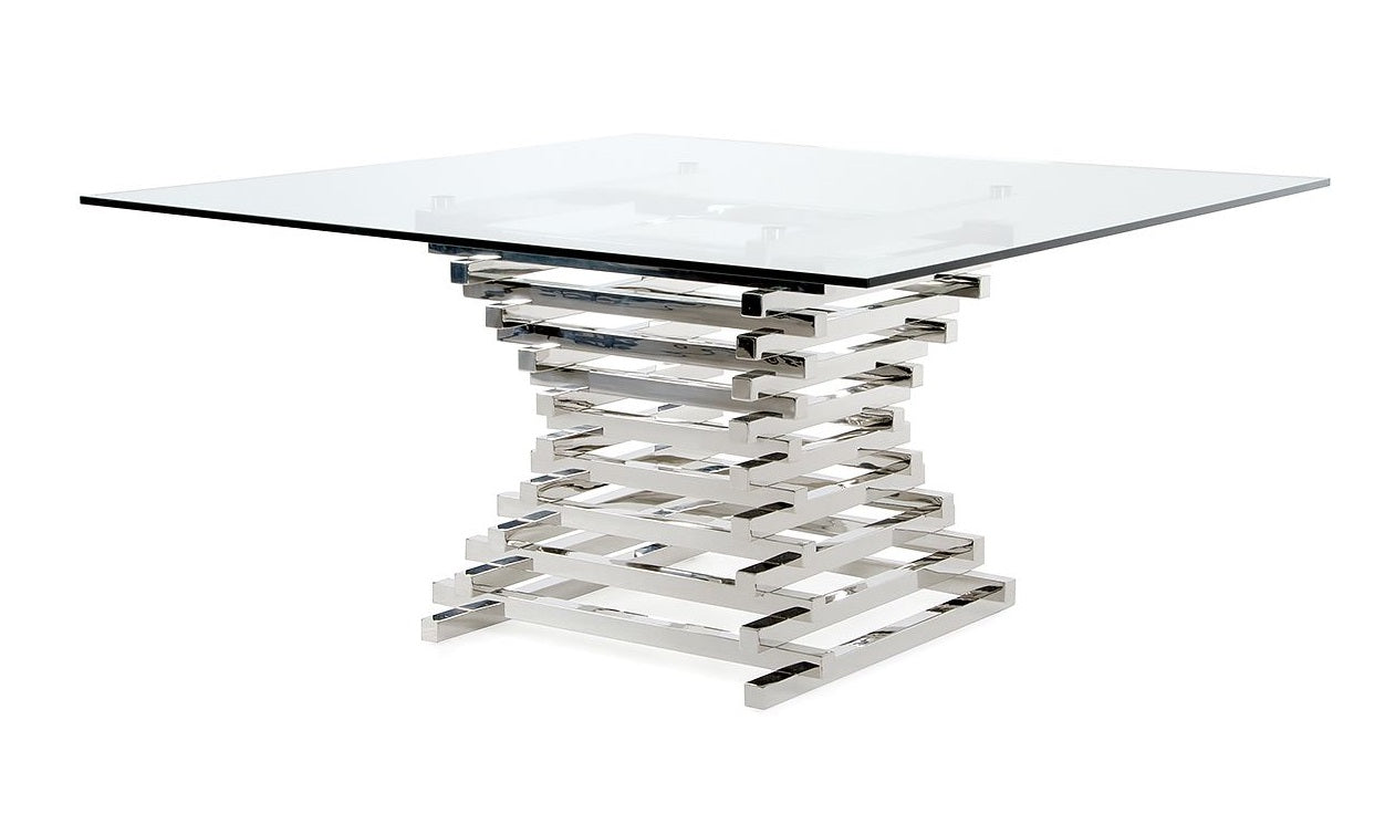 Modrest Crawford Contemporary Clear Glass Square Dining Table