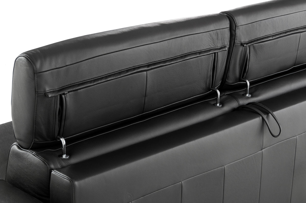 Lamod Italia Sacha Modern Black Leather Reversible Sectional Sofa Bed with Storage